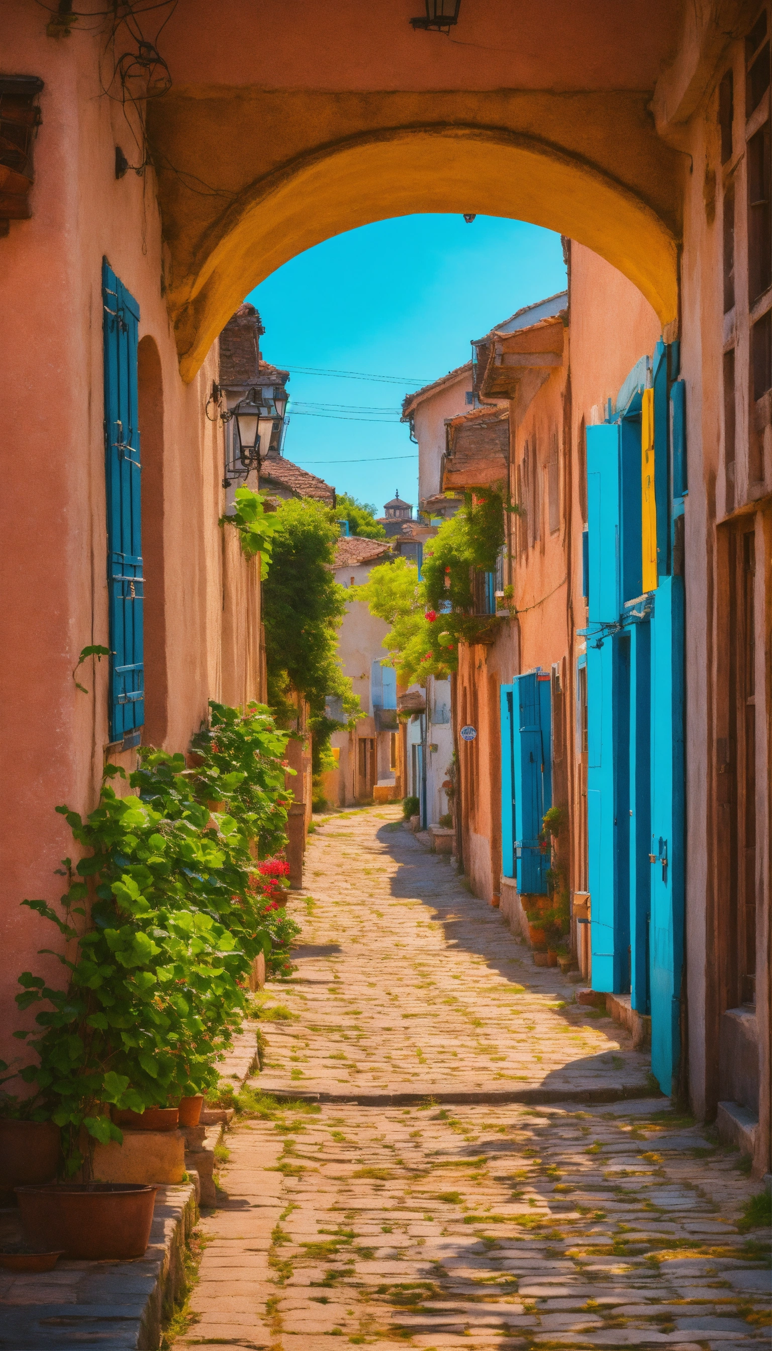 Lexica - Sunny day, road, city and village background, Landscape ...