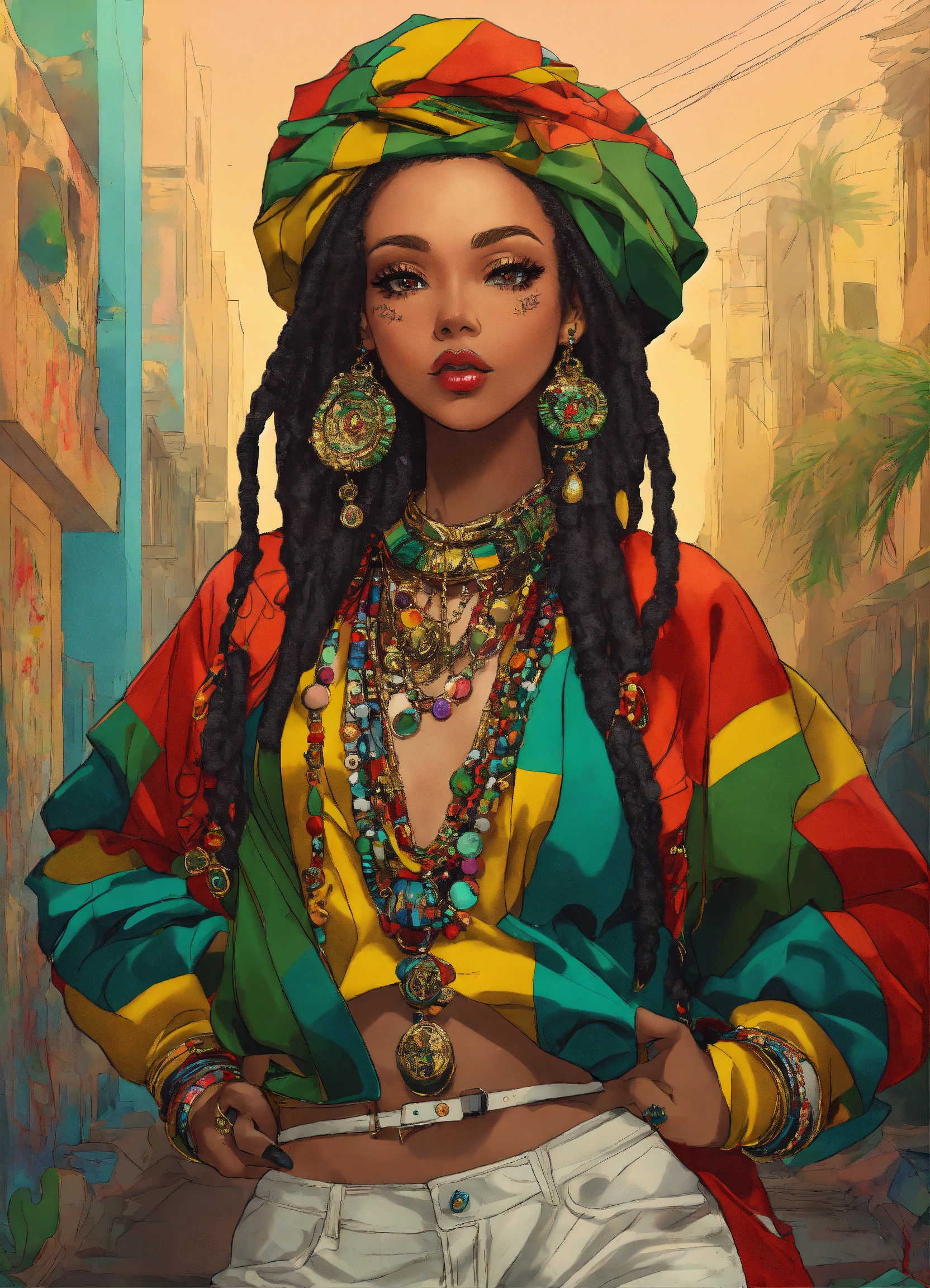 Lexica - Full body street art doll looking rasta girl in stylish haute ...