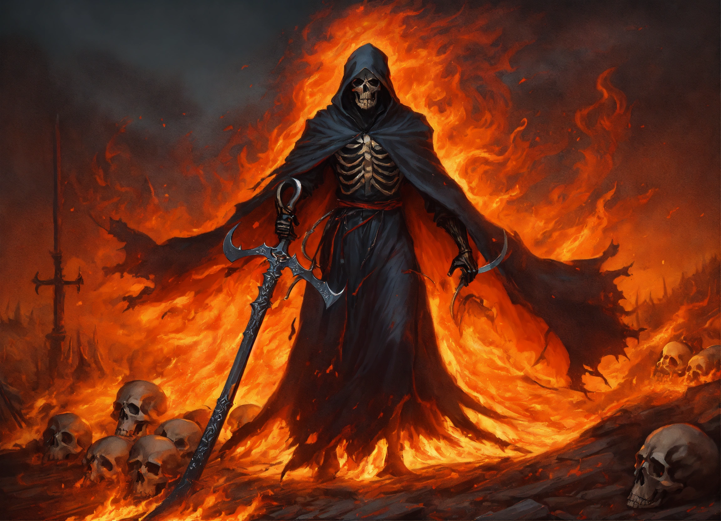 Lexica - The grim reaper with flaming scythe raised for the kill ...