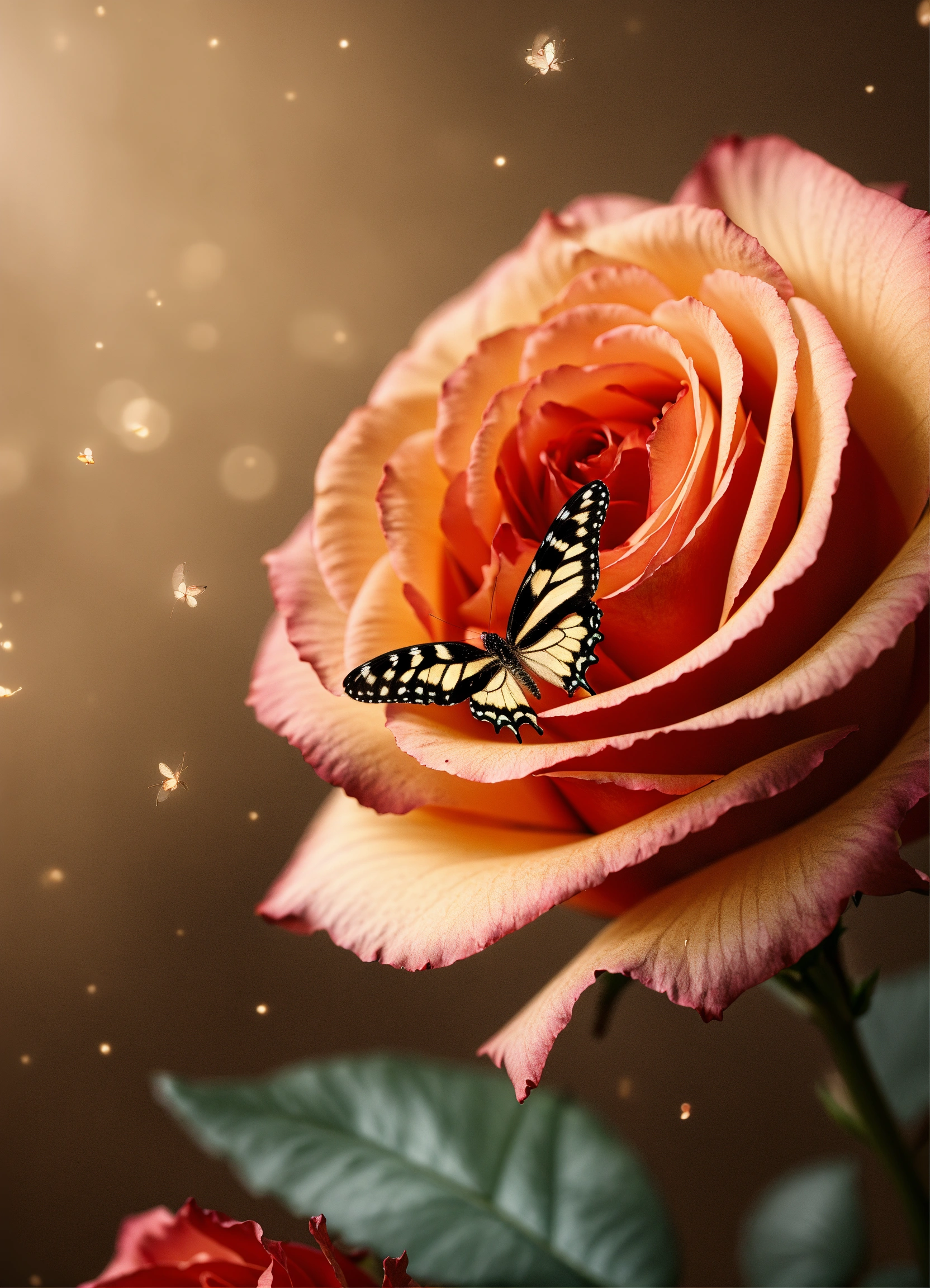 Lexica - Rose with butterfly, elegant, luxury, clean, smooth, elegant ...