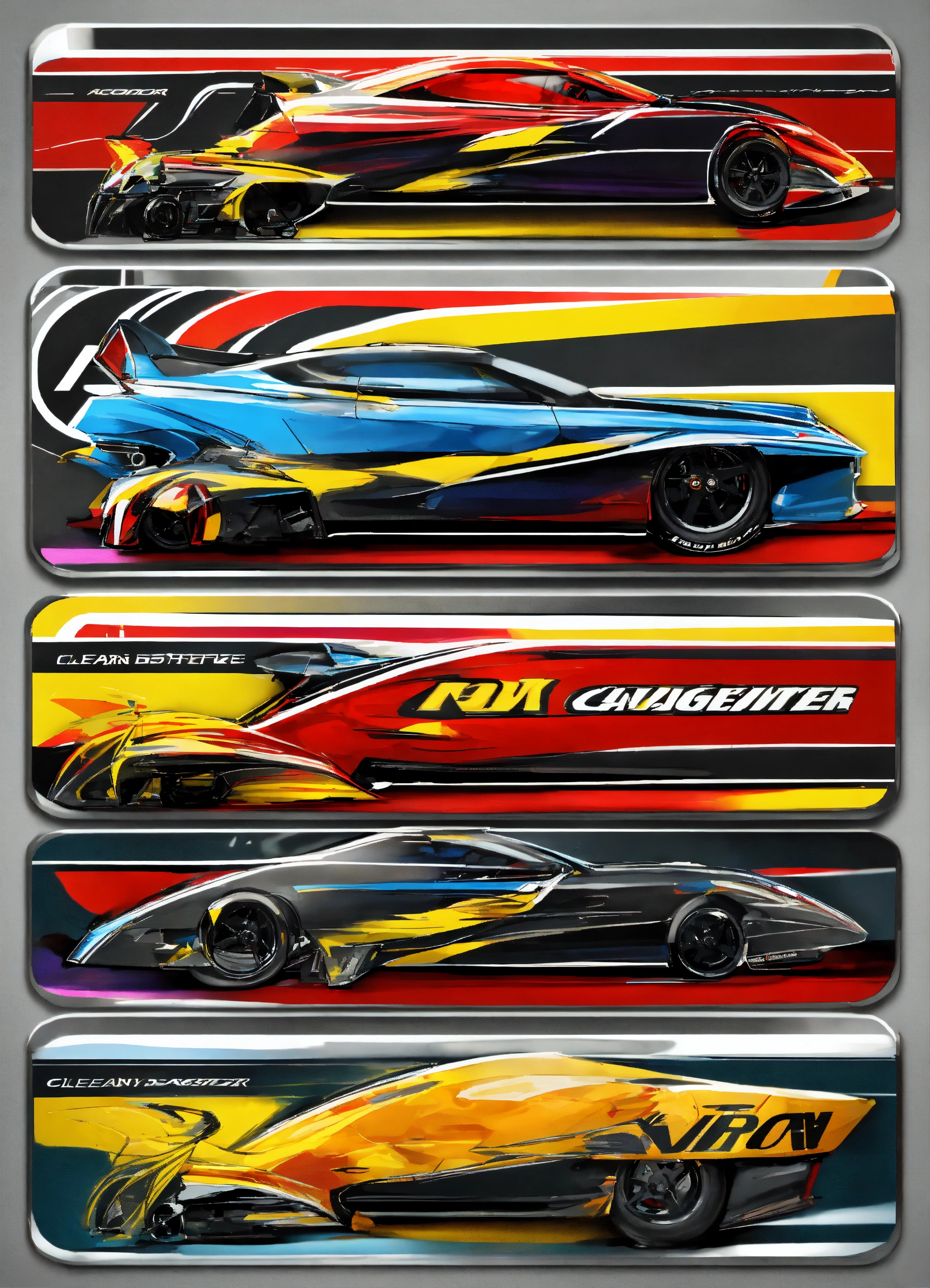 Lexica - Clean modern dragster race car badge stickers
