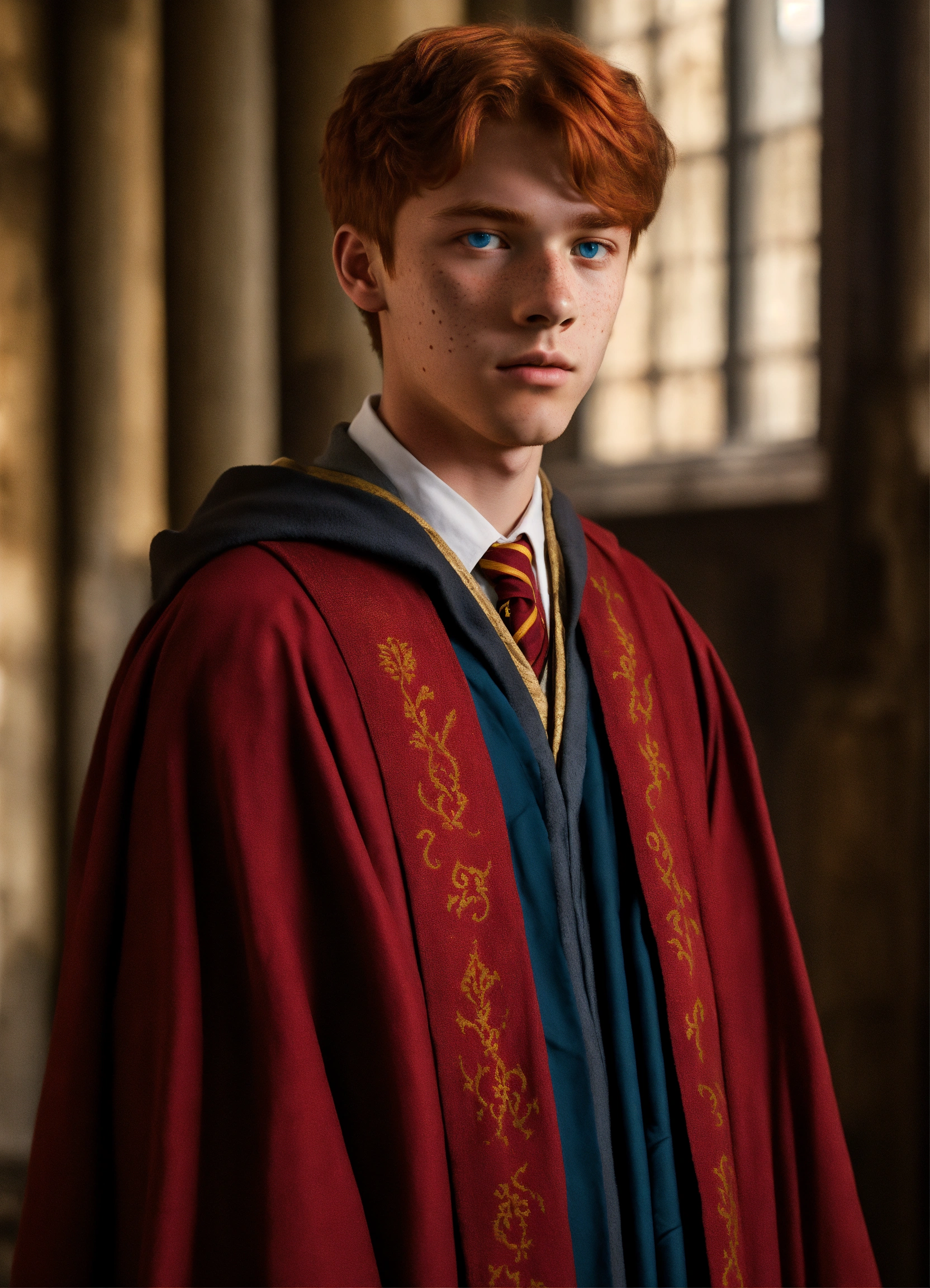 Lexica - 15-year-old male, red hair, blue eyes, tall, thin and gangling ...