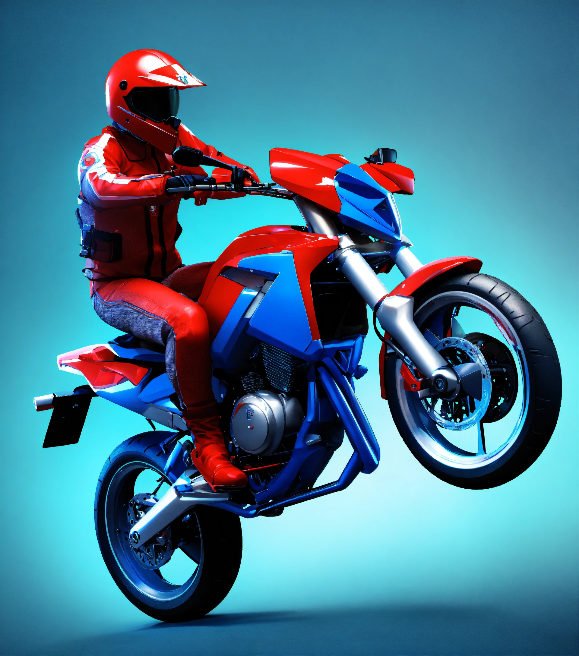 Lexica - Simulation game, red heavy bike, jump stunt, guy riding, 3d ...