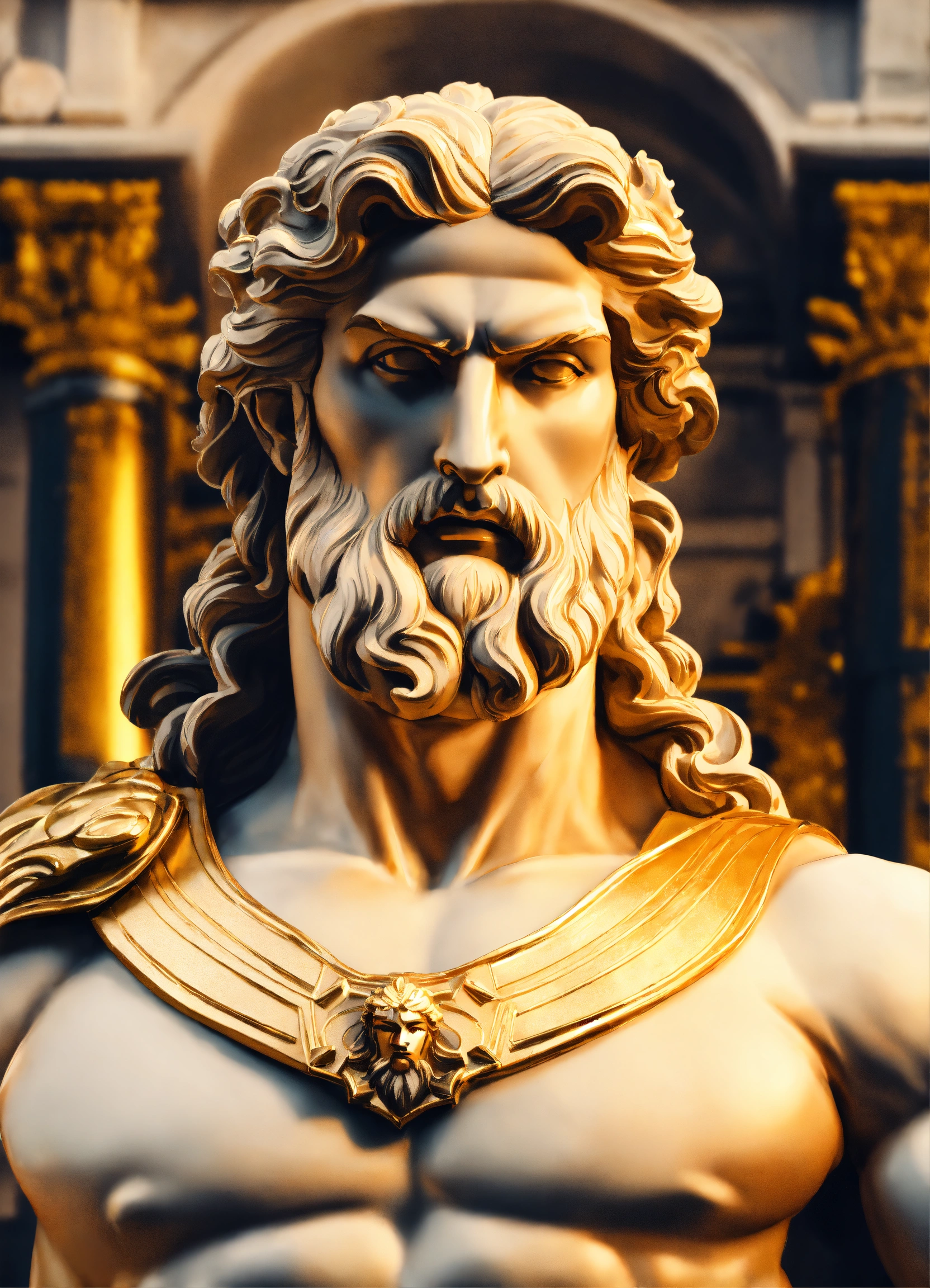 Lexica - Manga-style image of a statue bust of a muscular Greek god ...