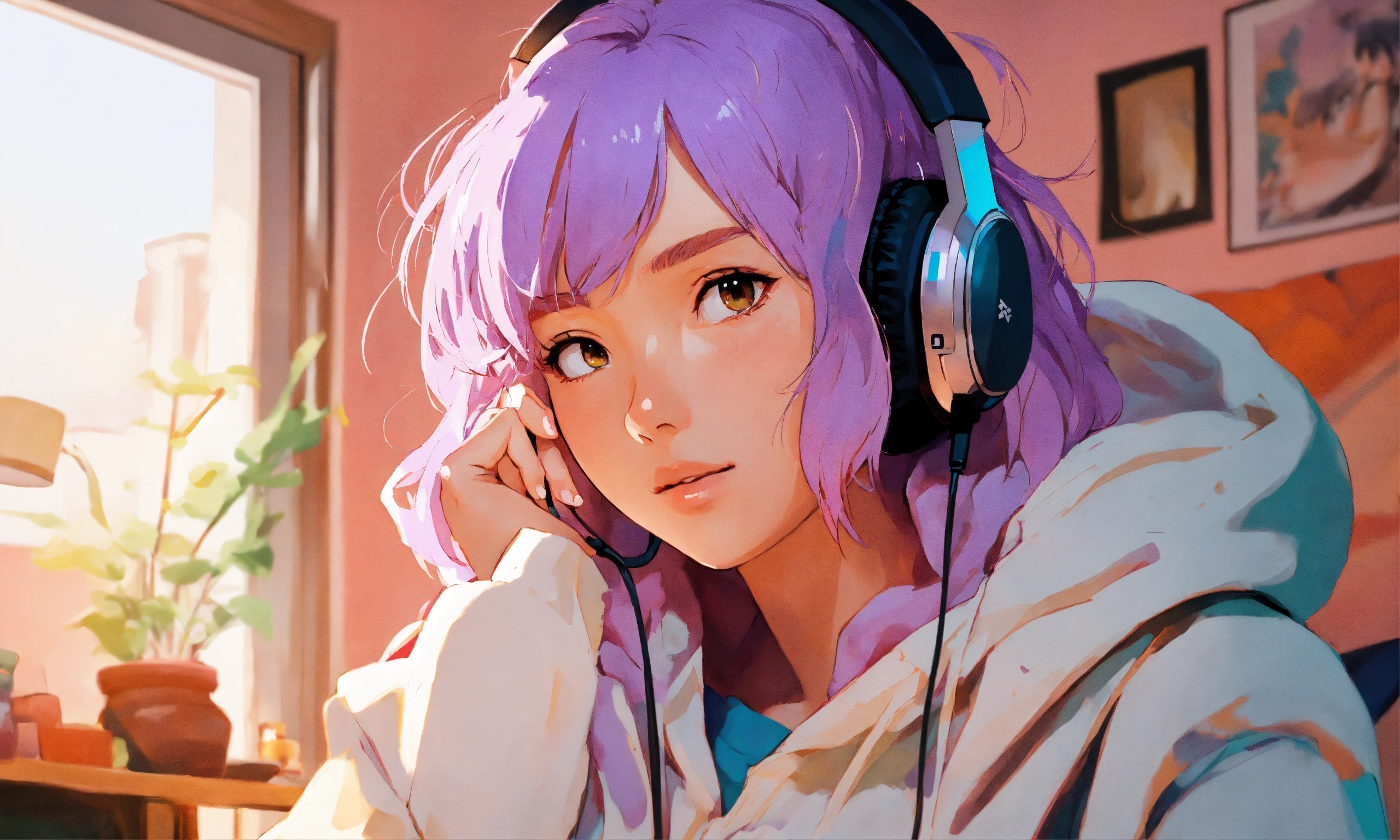 Lexica - 8k photo portrait of a stunning woman with violet hair in a ...