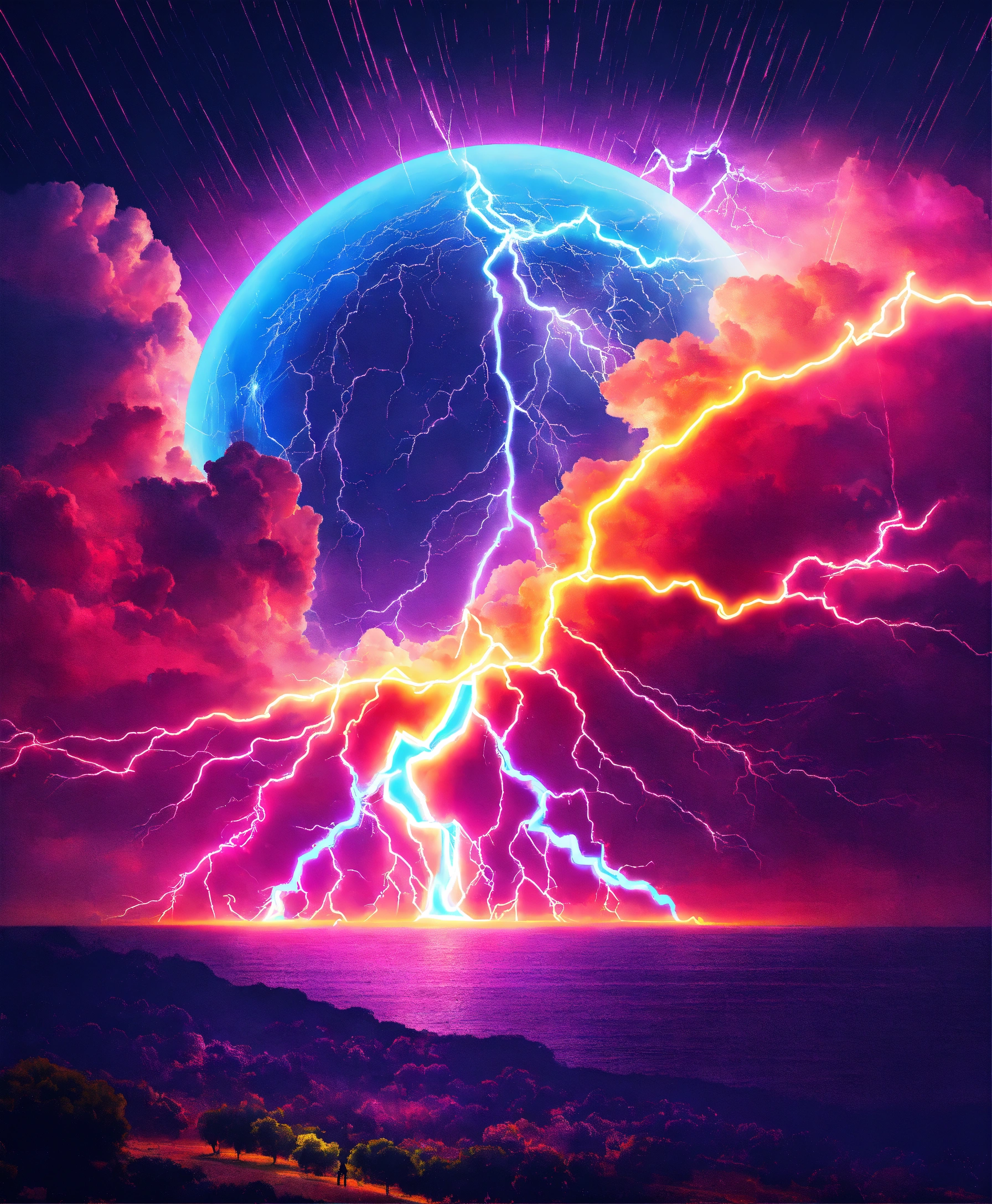 Lexica - Please generate a neon image in a collage design with a ...