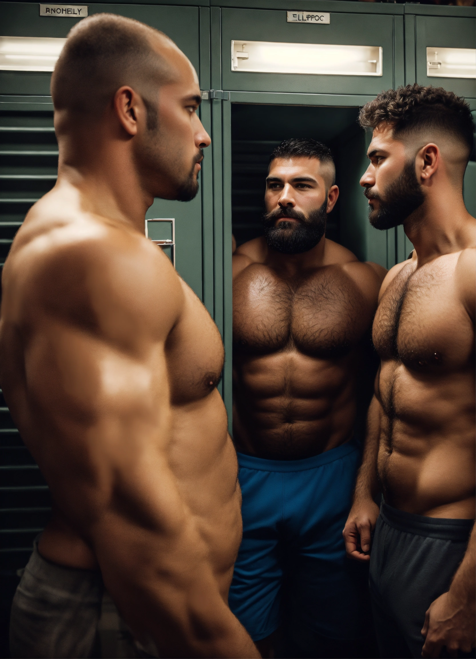 Lexica - Group of burly hairy manly ethnic men ogling each other's ...