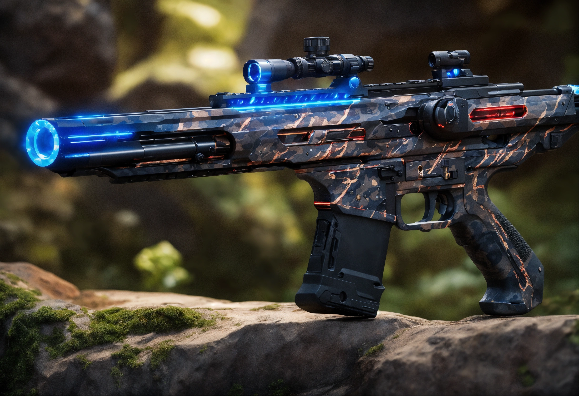 Lexica - Side view of the full image of a black camo sci fi energy ...