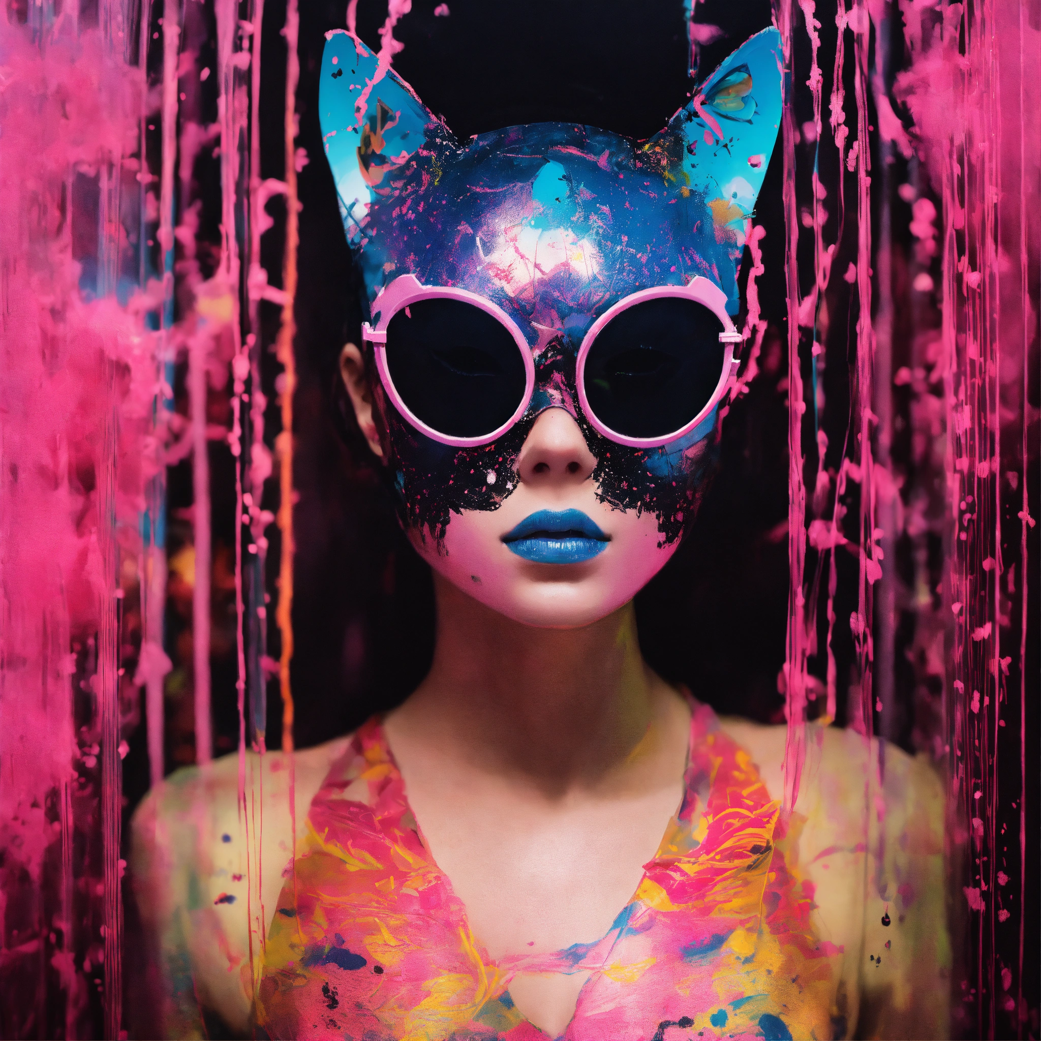 Lexica - Neon CD and Pastel color front portrait Photography, a woman's ...