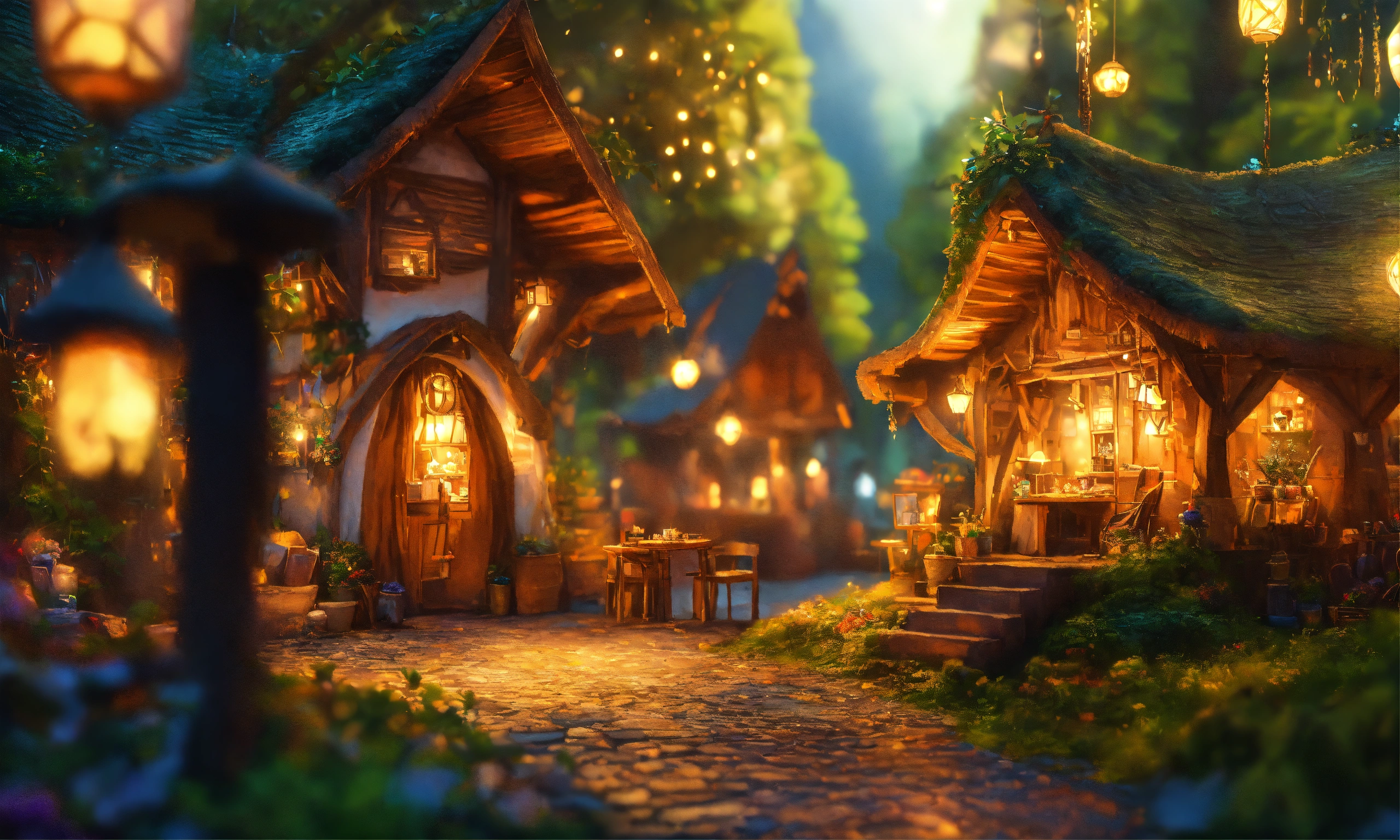 Lexica - Epic shot of ultra detailed and cozy elves city in the forest ...