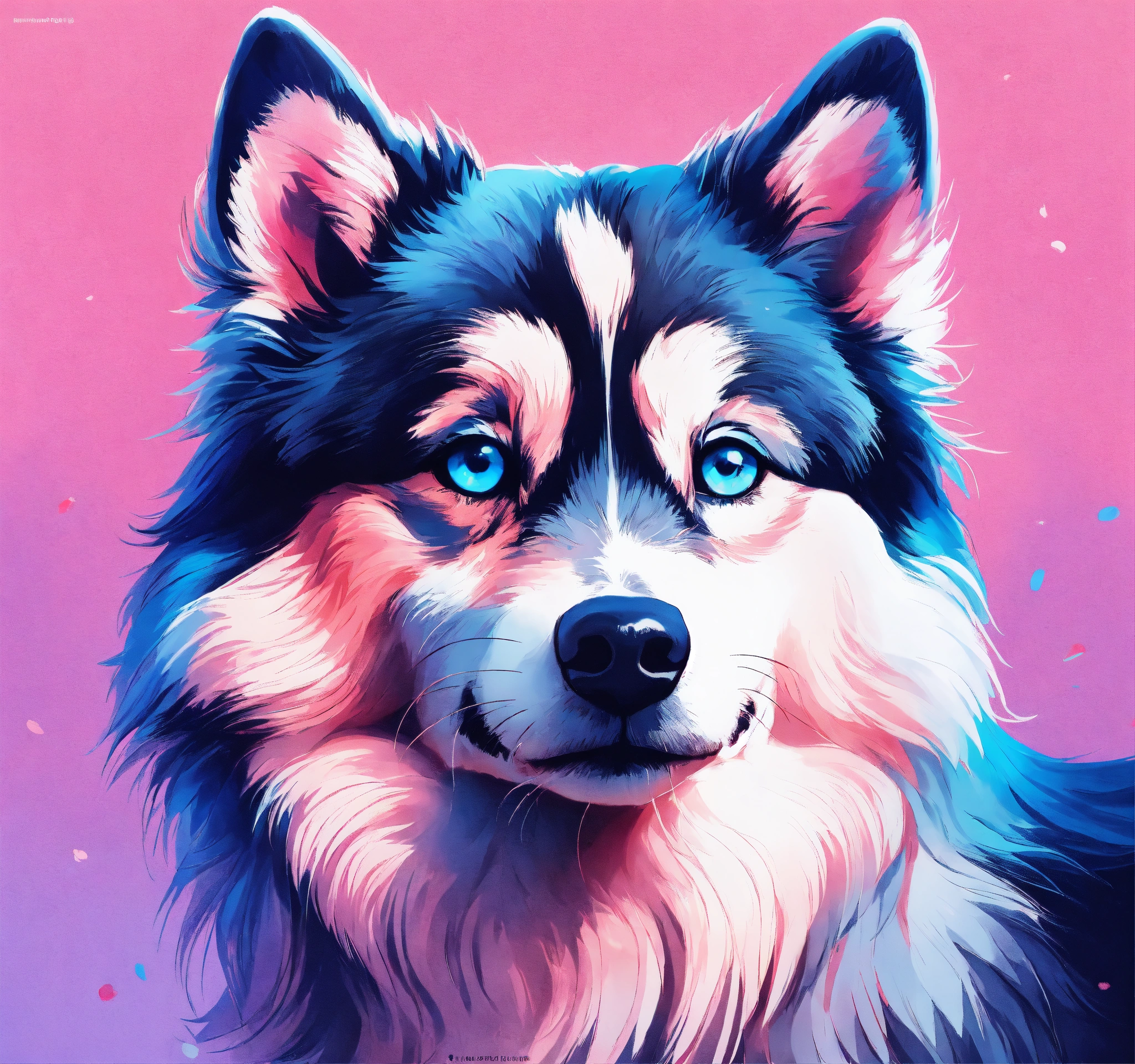 Lexica - A full body image of a pomsky with long hair and blue eyes ...