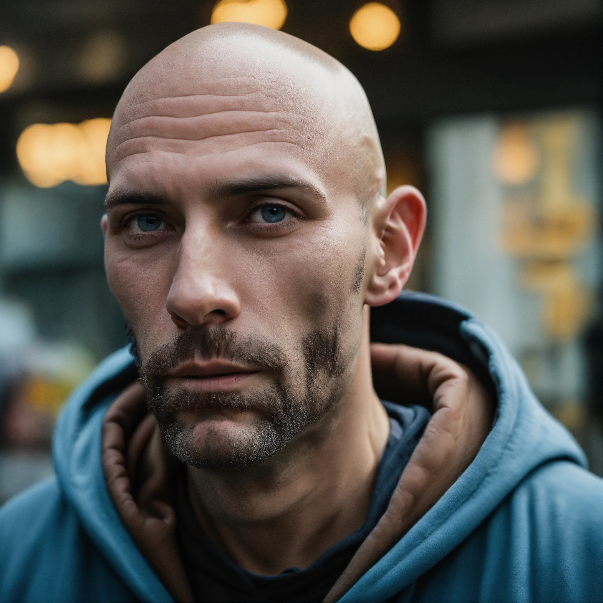 Lexica - A GIANT HOMELESS MAN WITH BALD HEAD, NO MUSTACHE, PROTRUDING ...