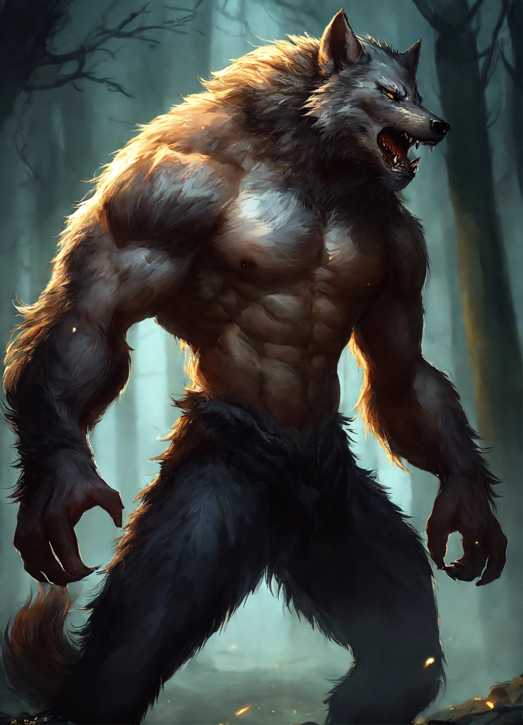 Lexica Werewolf More Like A Silver Wolf Than A Human Crowling Like A Wolf Weighing 350 Kg Of 