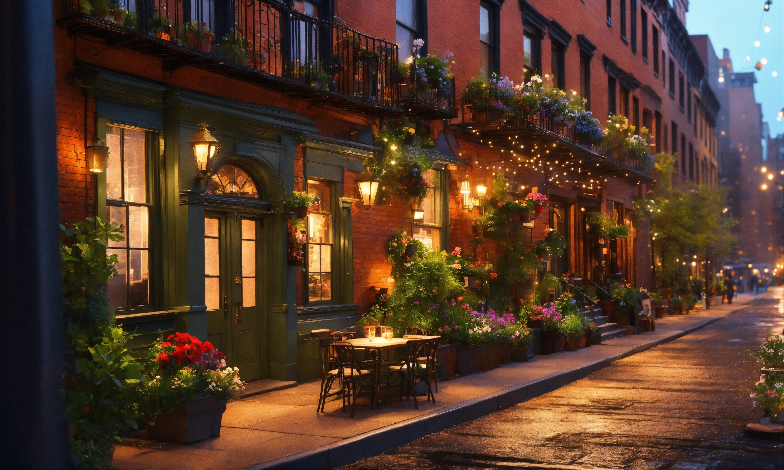 Lexica - Epic shot of a brownstone houses in Greenwich Village in New ...