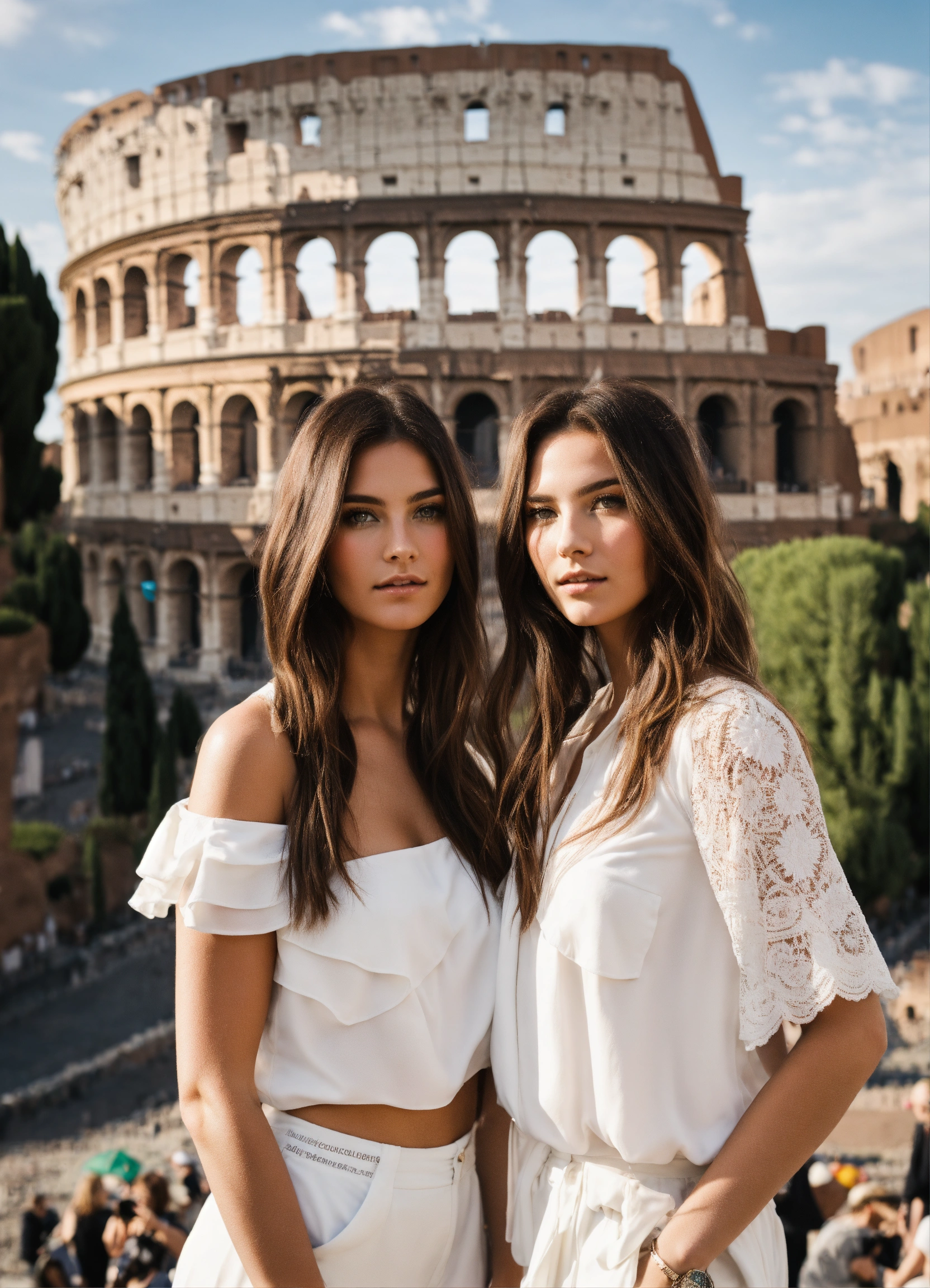 Lexica - Photo of skyline of rome at day with two female models and the ...