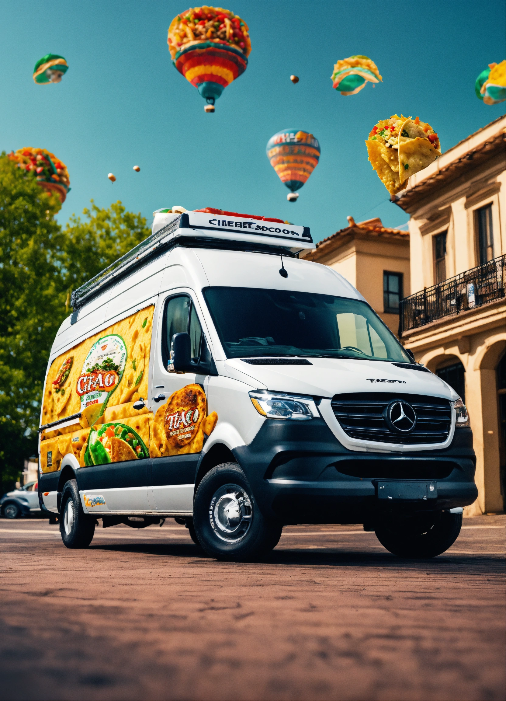 Lexica - An modern sprinter van with a taco on the top logotype, flat ...