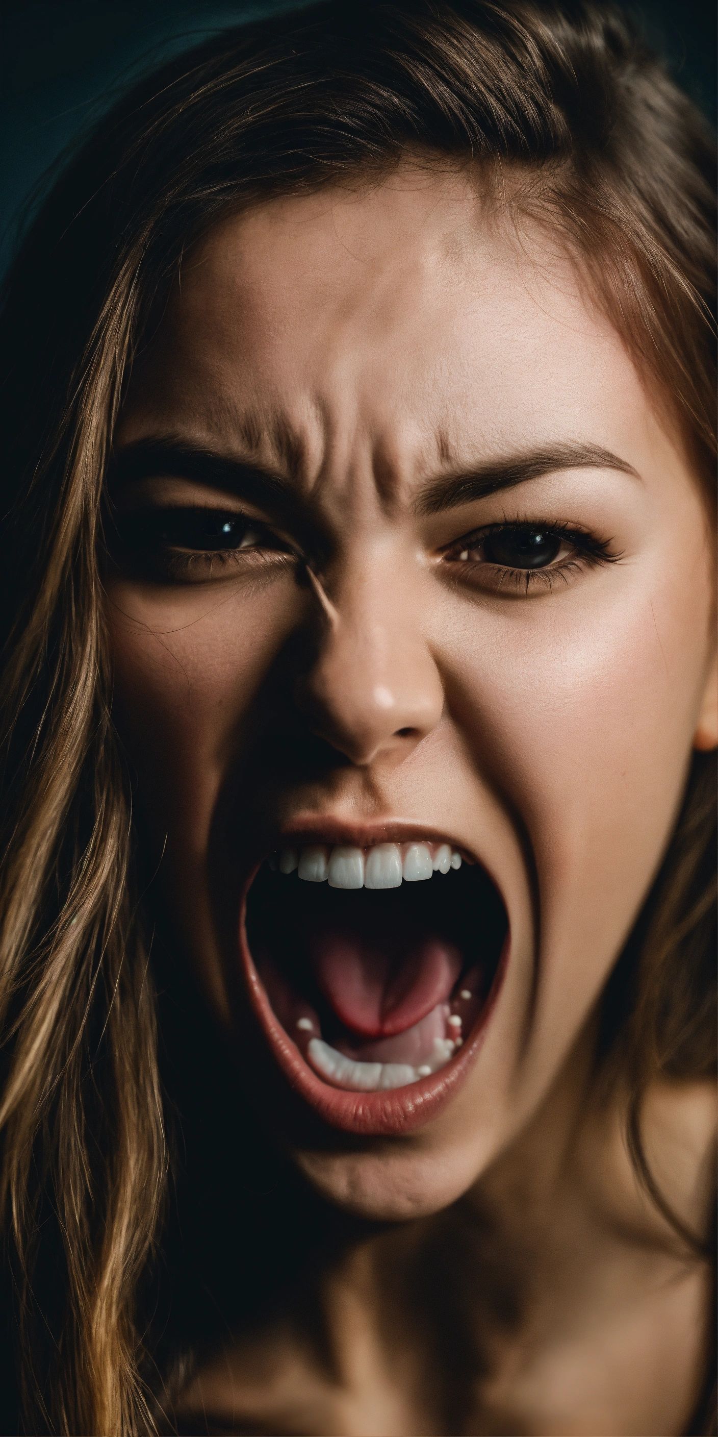 Lexica - A girl about 28 years old screaming with anger. The girl is ...