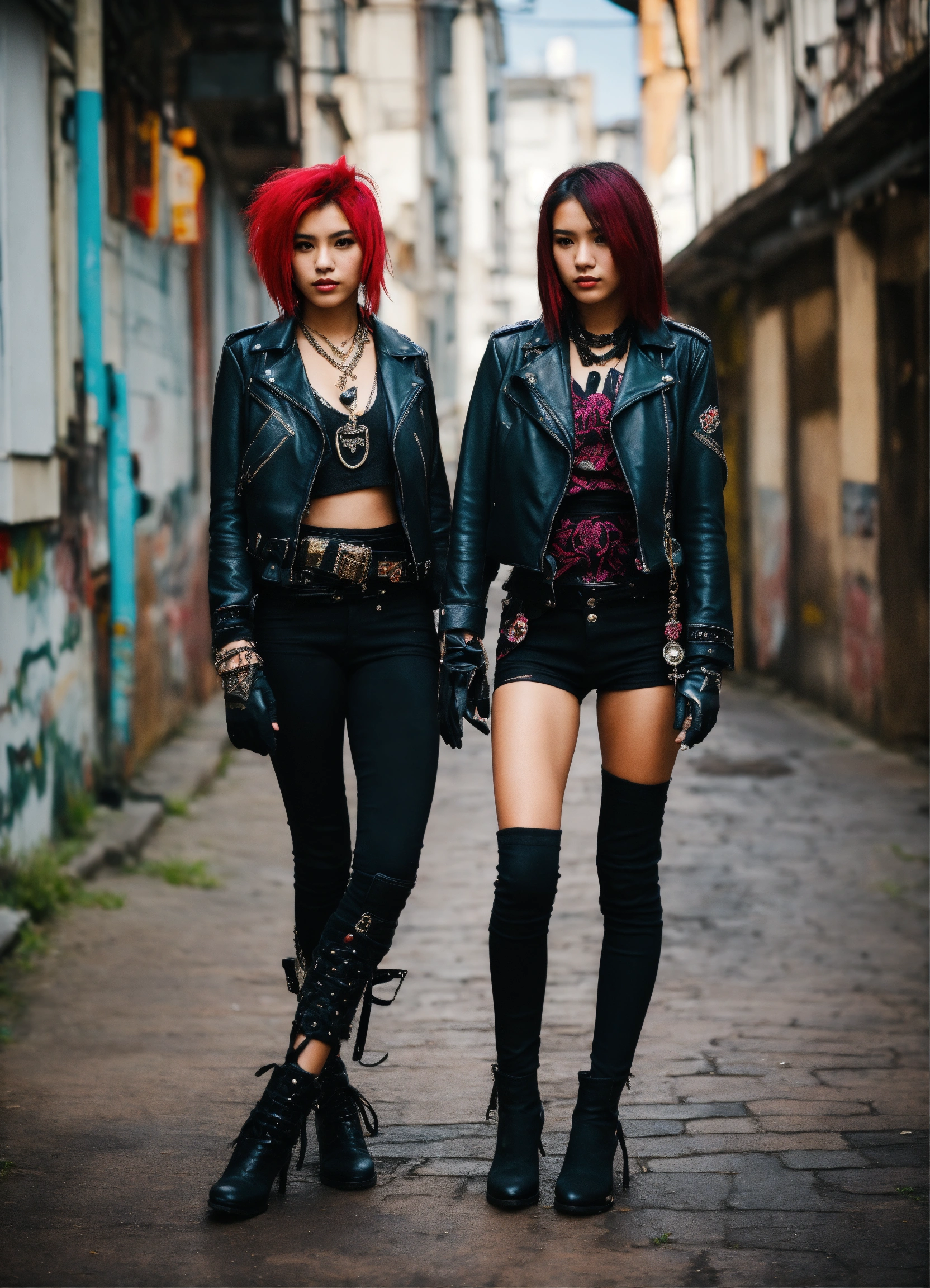 Lexica - Two 20 year old native punk girls wearing a black leather ...