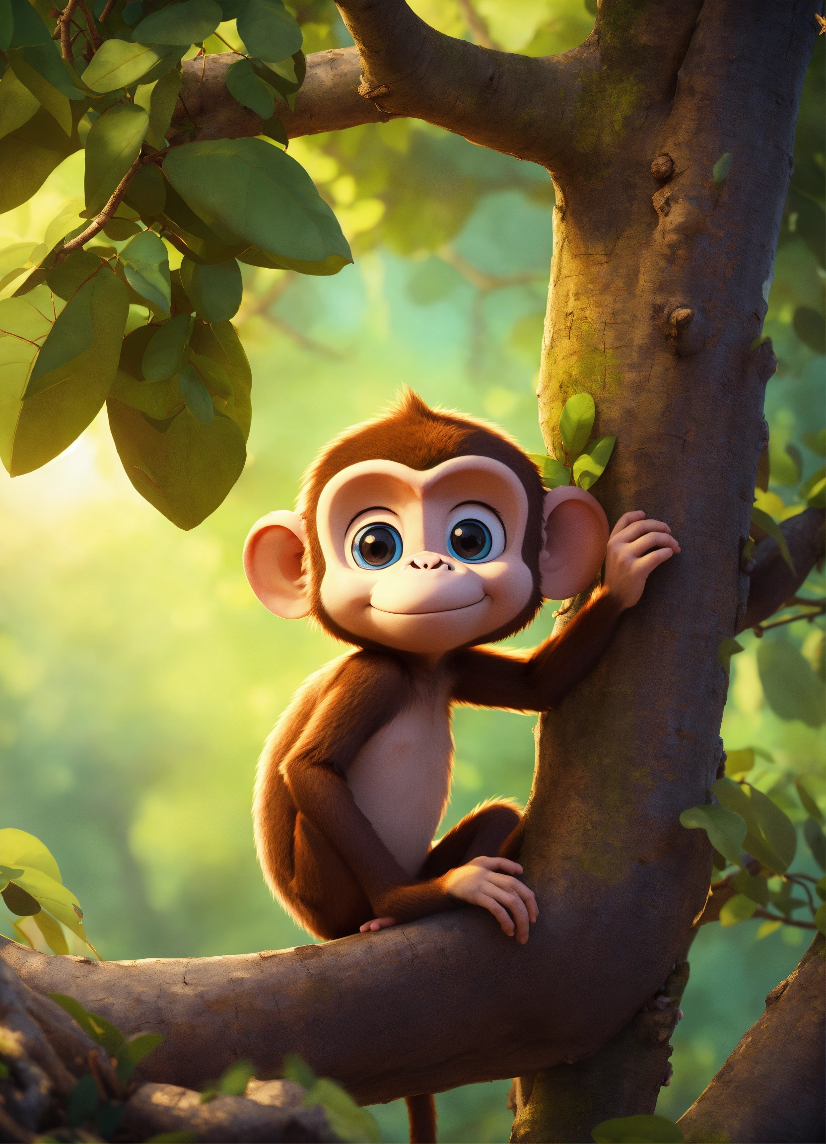 Lexica - A Cute Cartoon Monkey In A Tree, Diego Gisbert Llorens ...