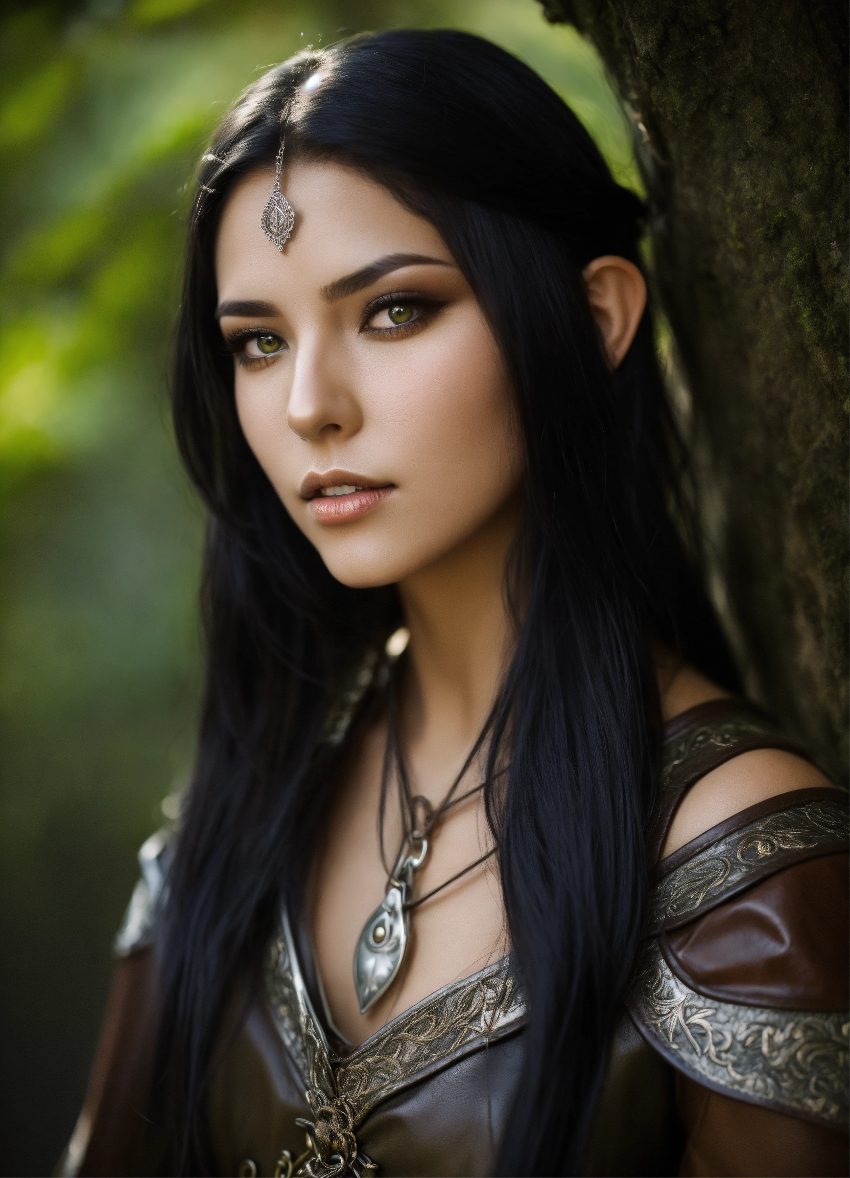 Lexica - Ethereally beautiful, elven woman, long black hair, silver ...