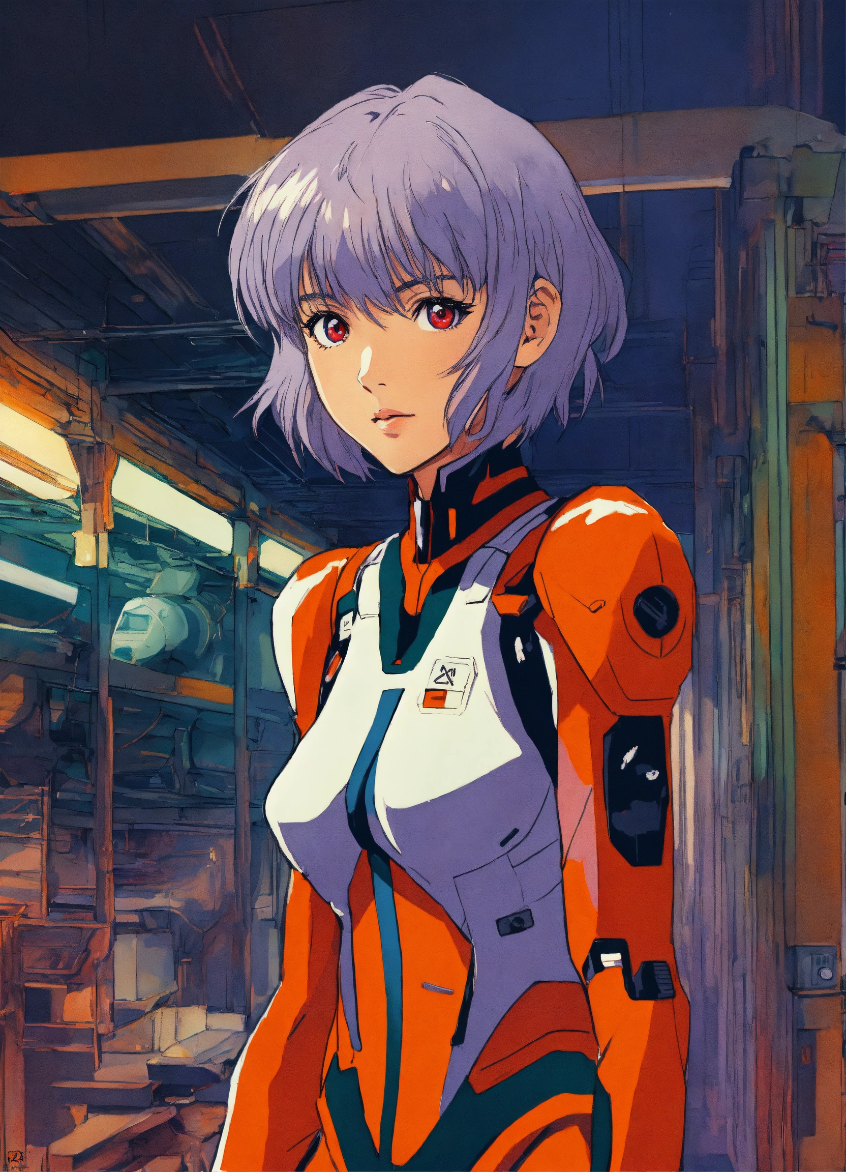 Lexica - Beautiful anime art of Rei Ayanami from Neon Genesis Evangelion,  detailed scene, stunning details, trending on artstation, ray-traced  enviro...