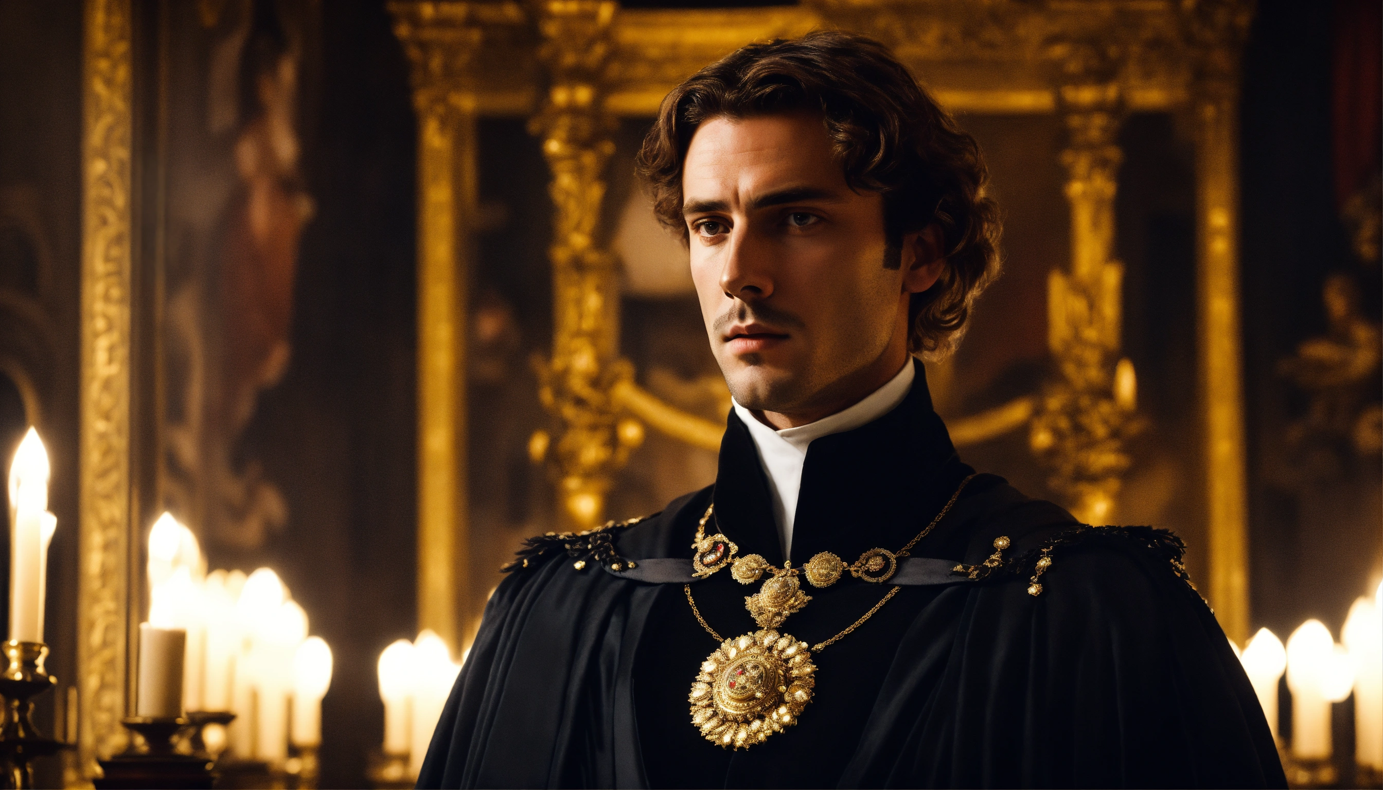Lexica - Dramatic portrait of a young and handsome villainous French ...