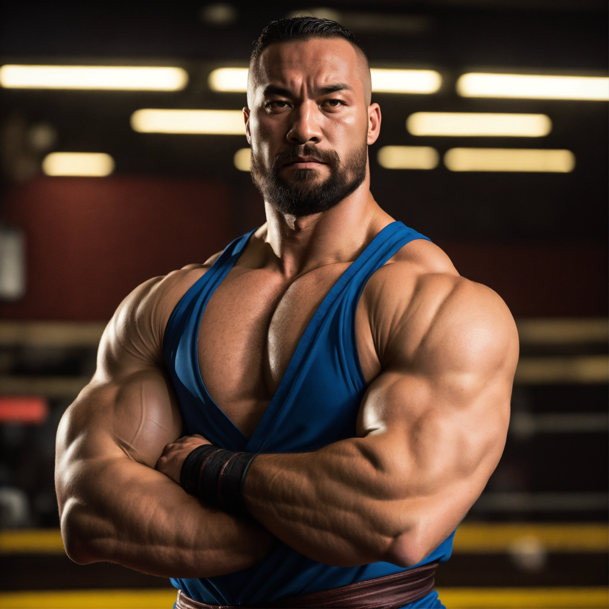Lexica - 30-year-old wrestler with big muscles in a dojo, bodybuilder ...