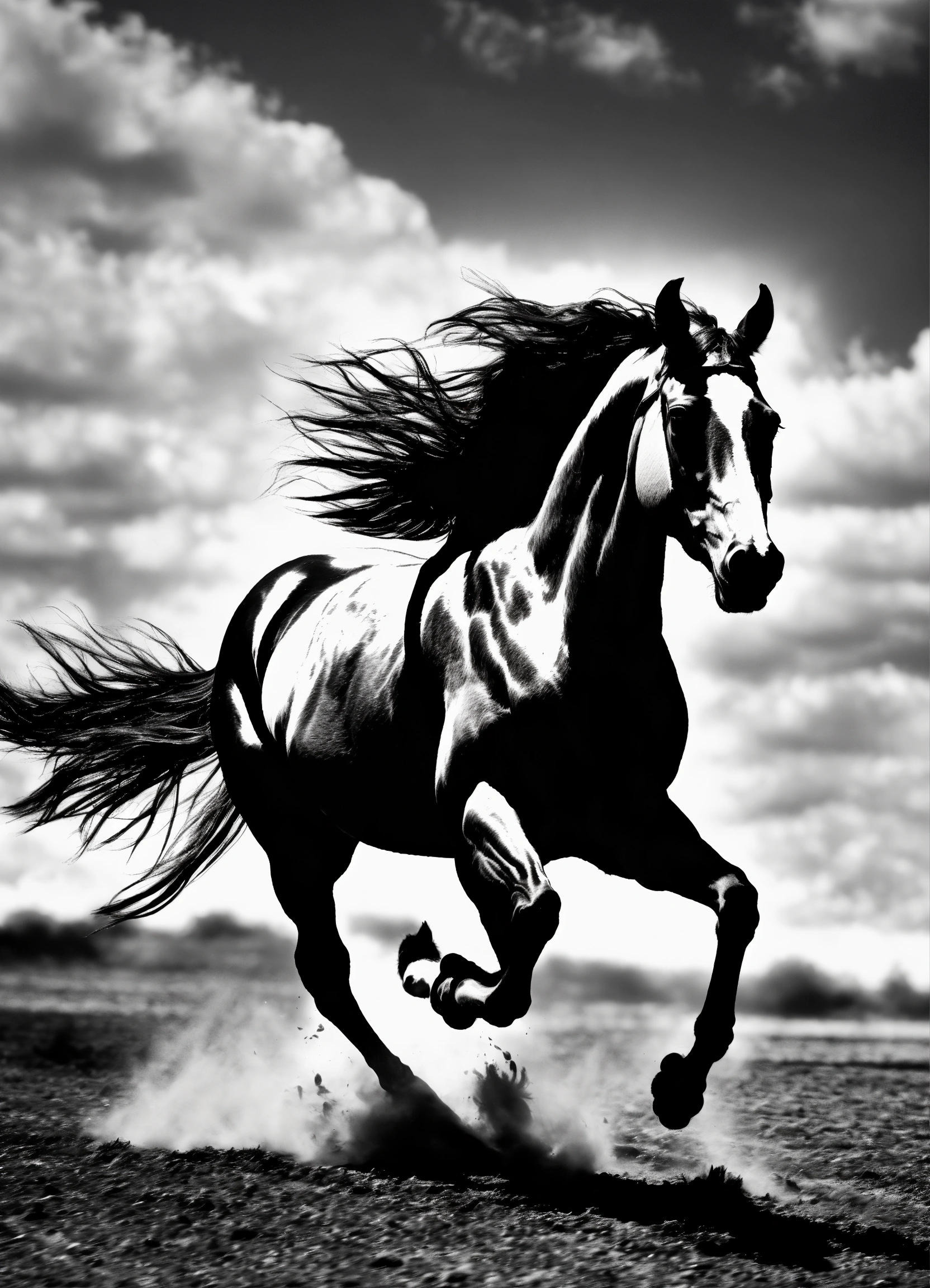 Lexica - Horse running galloping front on 3d photo realistic black and ...