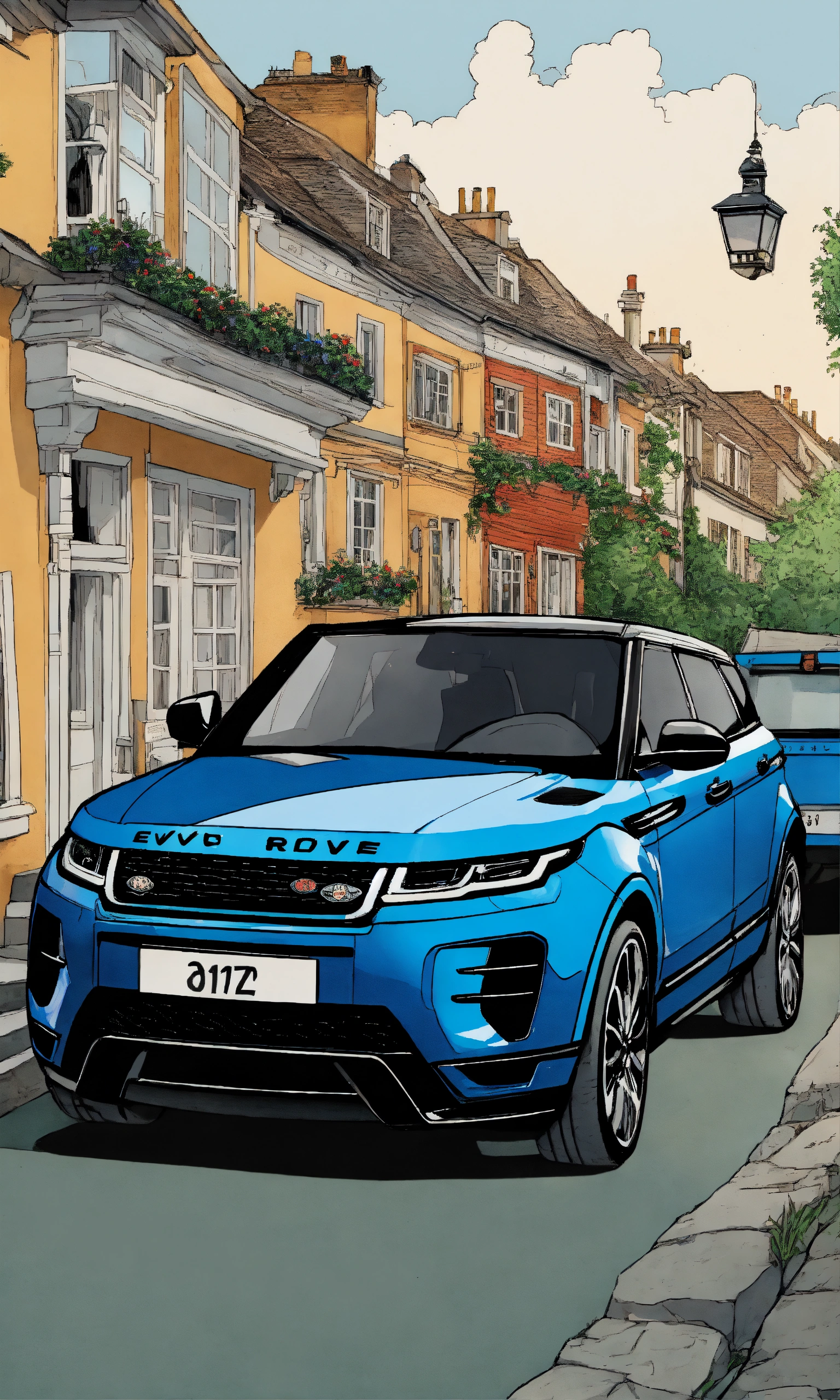 Lexica - Detailed pen and ink illustration of Range Rover Evoque 2022 ...