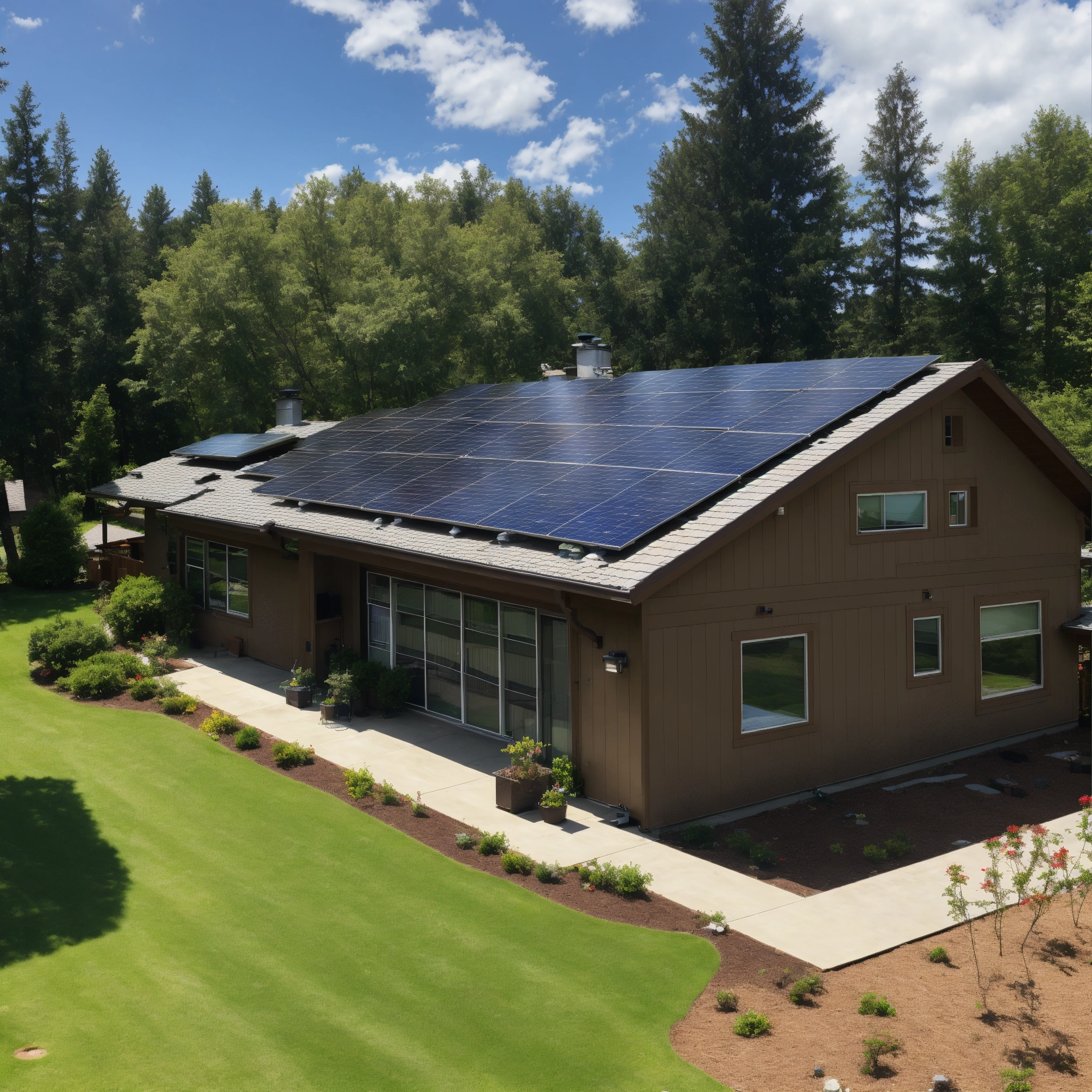 Lexica - A photo of a solar panel array on the roof of a house. The ...