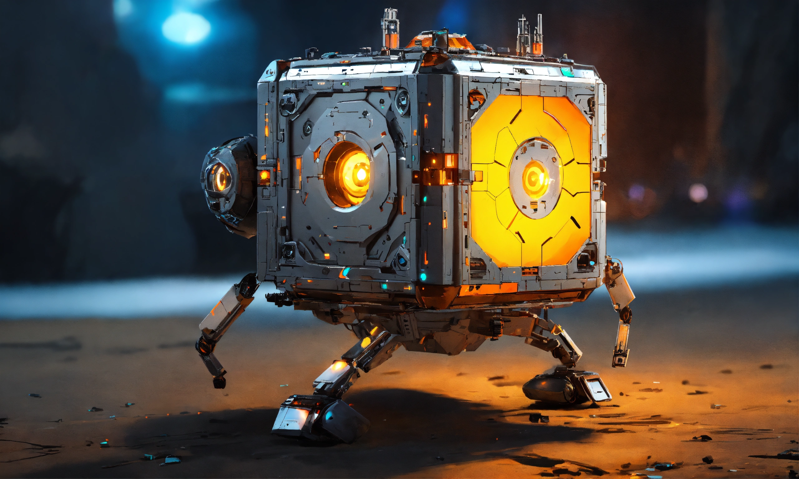 Lexica - Small flying floating Robot that looks like a sleek silver ...
