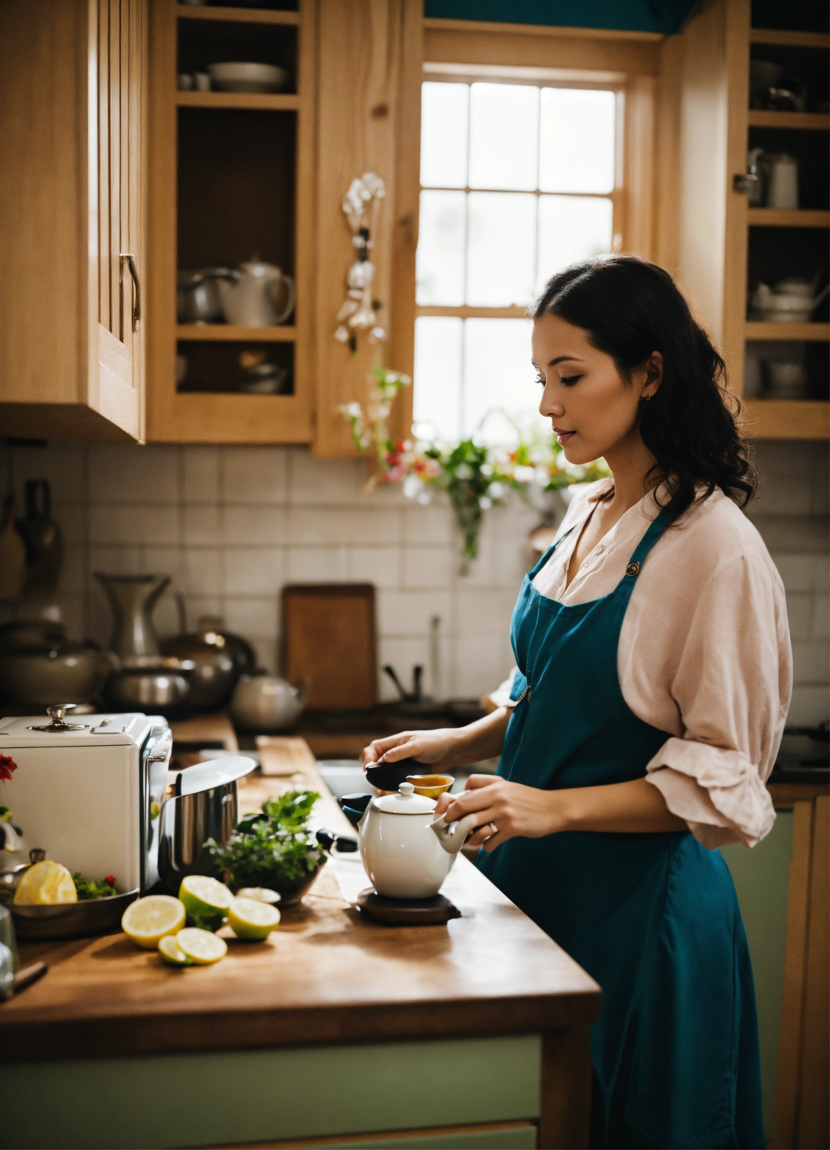 Lexica - Single women making tea in kitchen