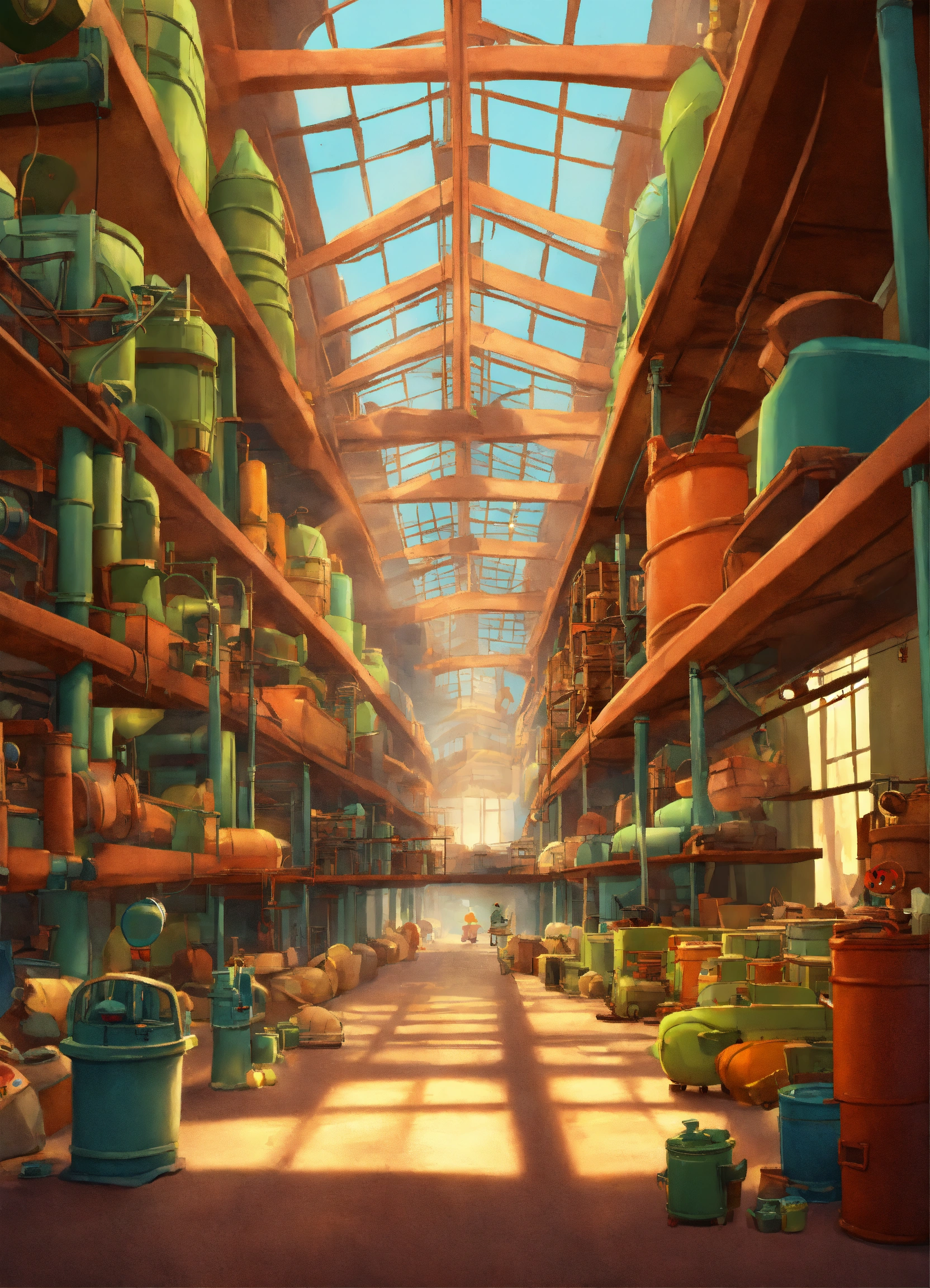 Lexica - Pixar animation of a mexican factory, pixar style cartoon