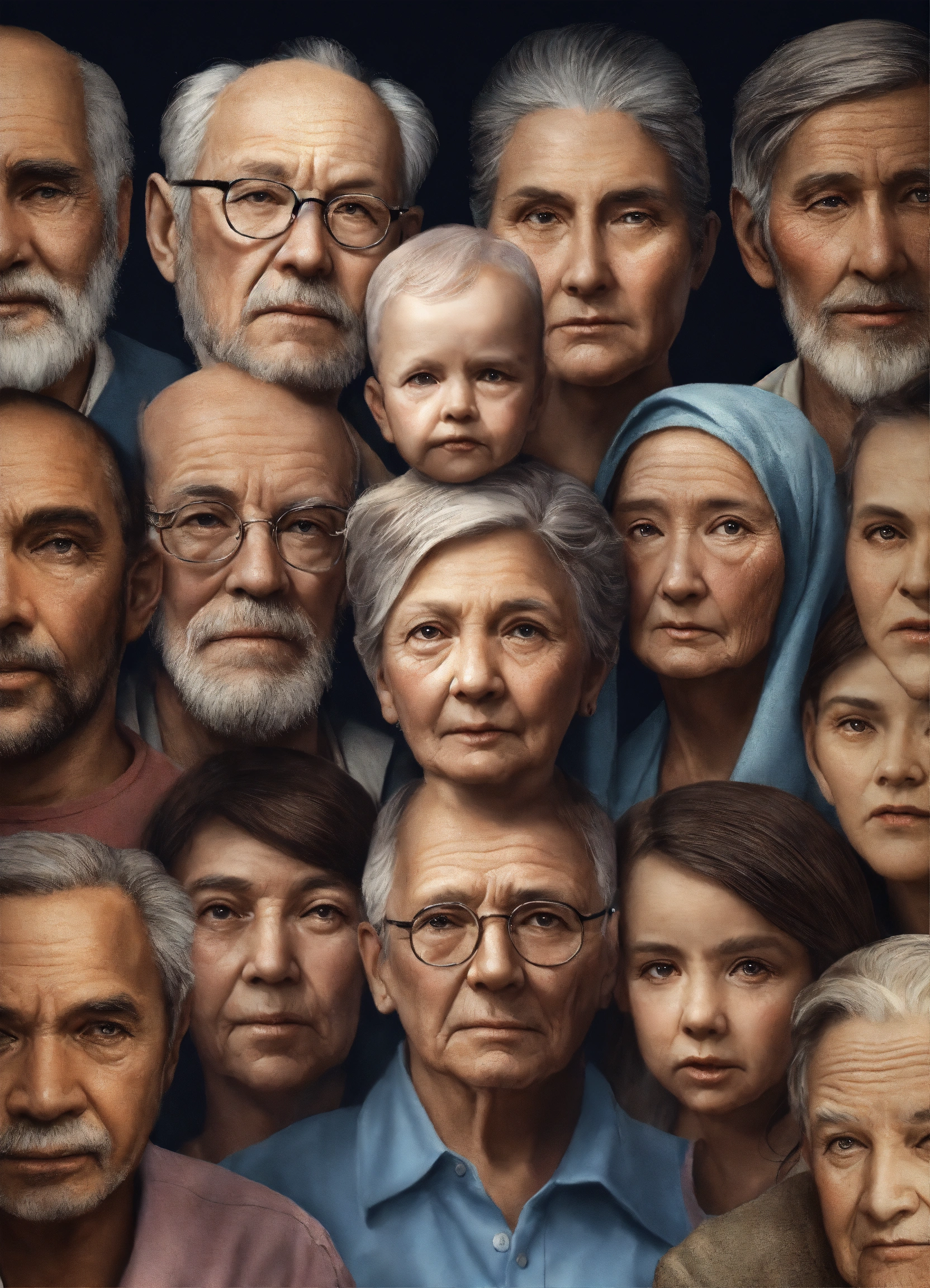 Lexica - Many national, many faces together , man , women, children ...