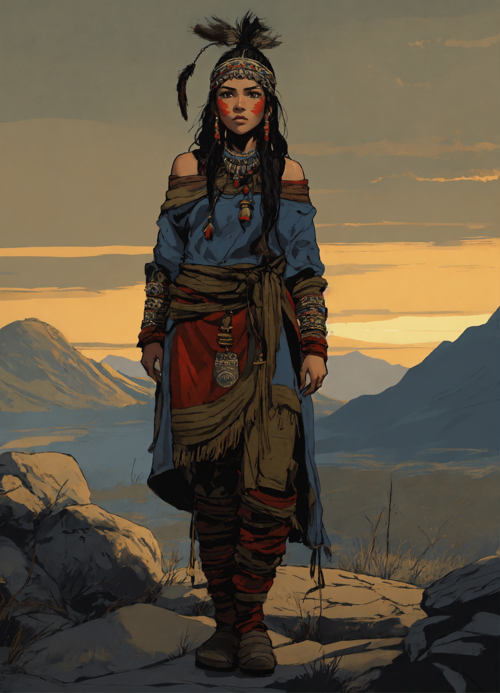 Lexica - Illustration of a young Sámi shaman woman in the style of ...