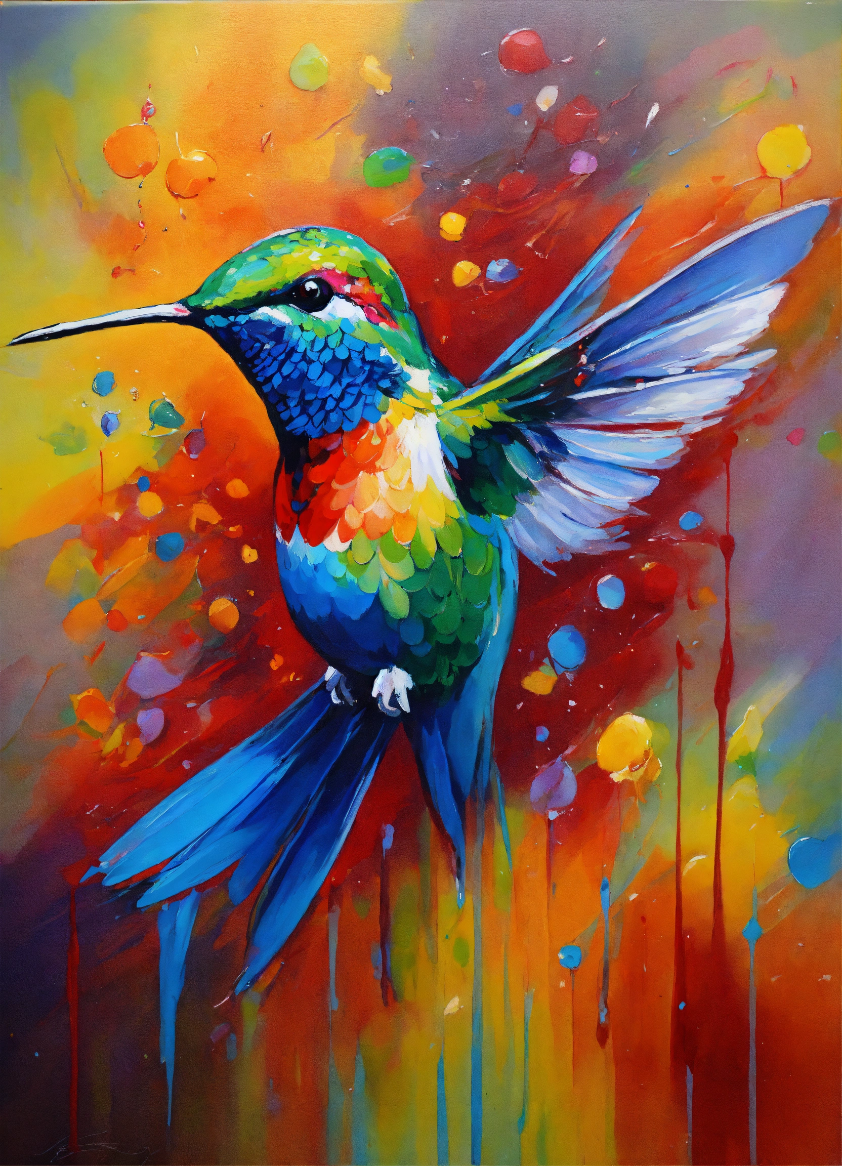 Lexica - (a hummingbird) painting ,vivid colors , think strokes