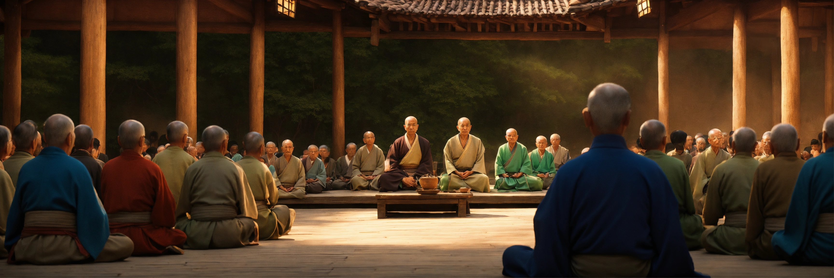 Lexica - Create an image of the Zen master preaching to a group of ...