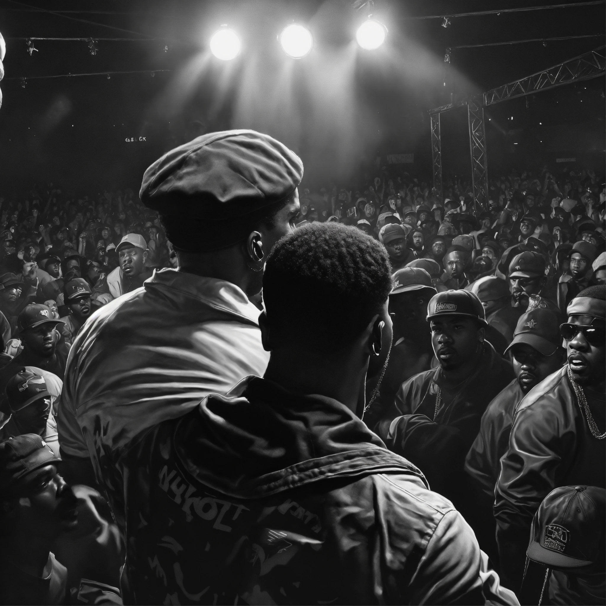 Lexica - Back view Pop art, hyperrealist portrait of black rapper 