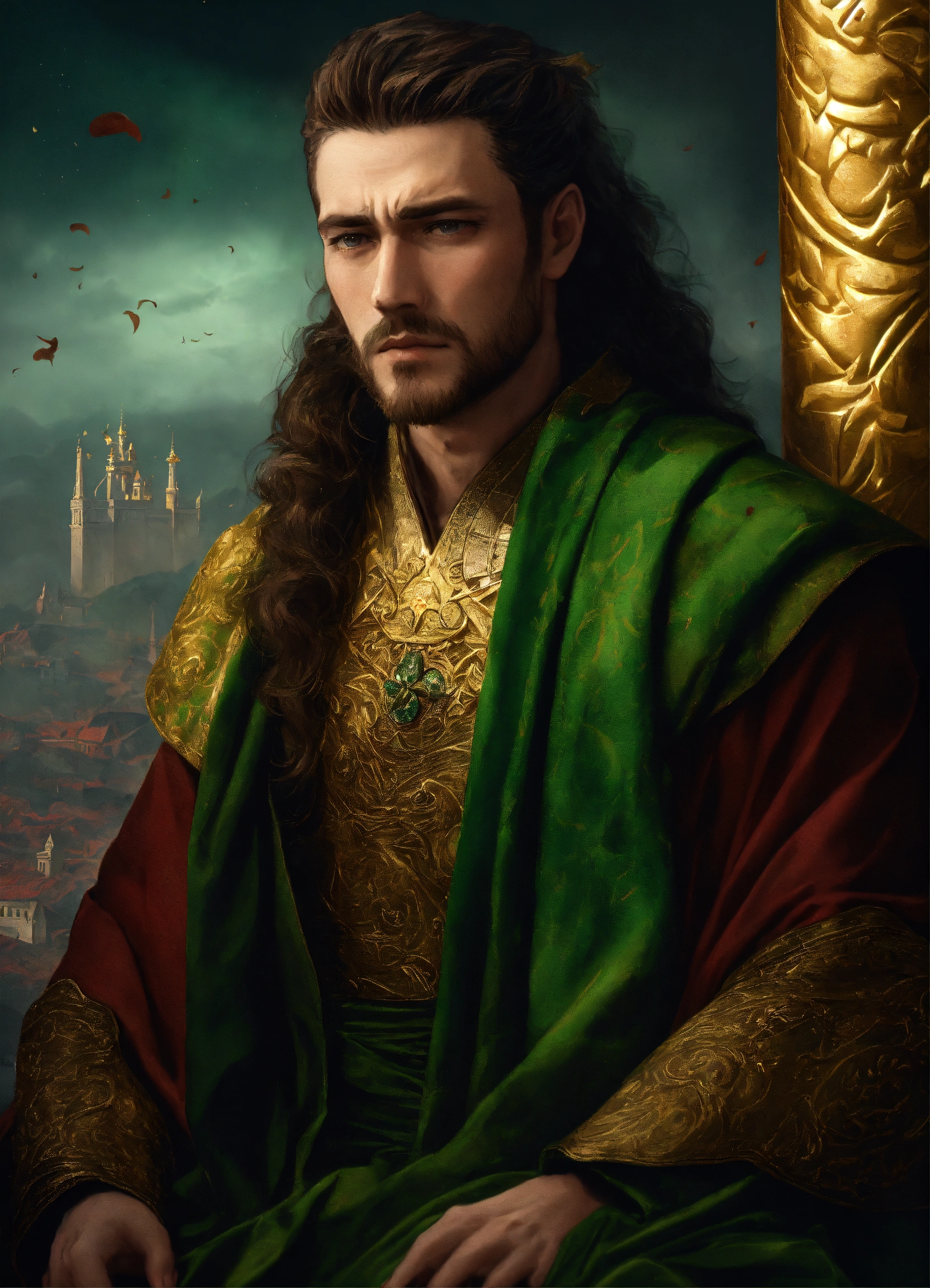 Lexica - Cover for the book in a fantasy style.. A man is tired, sick ...