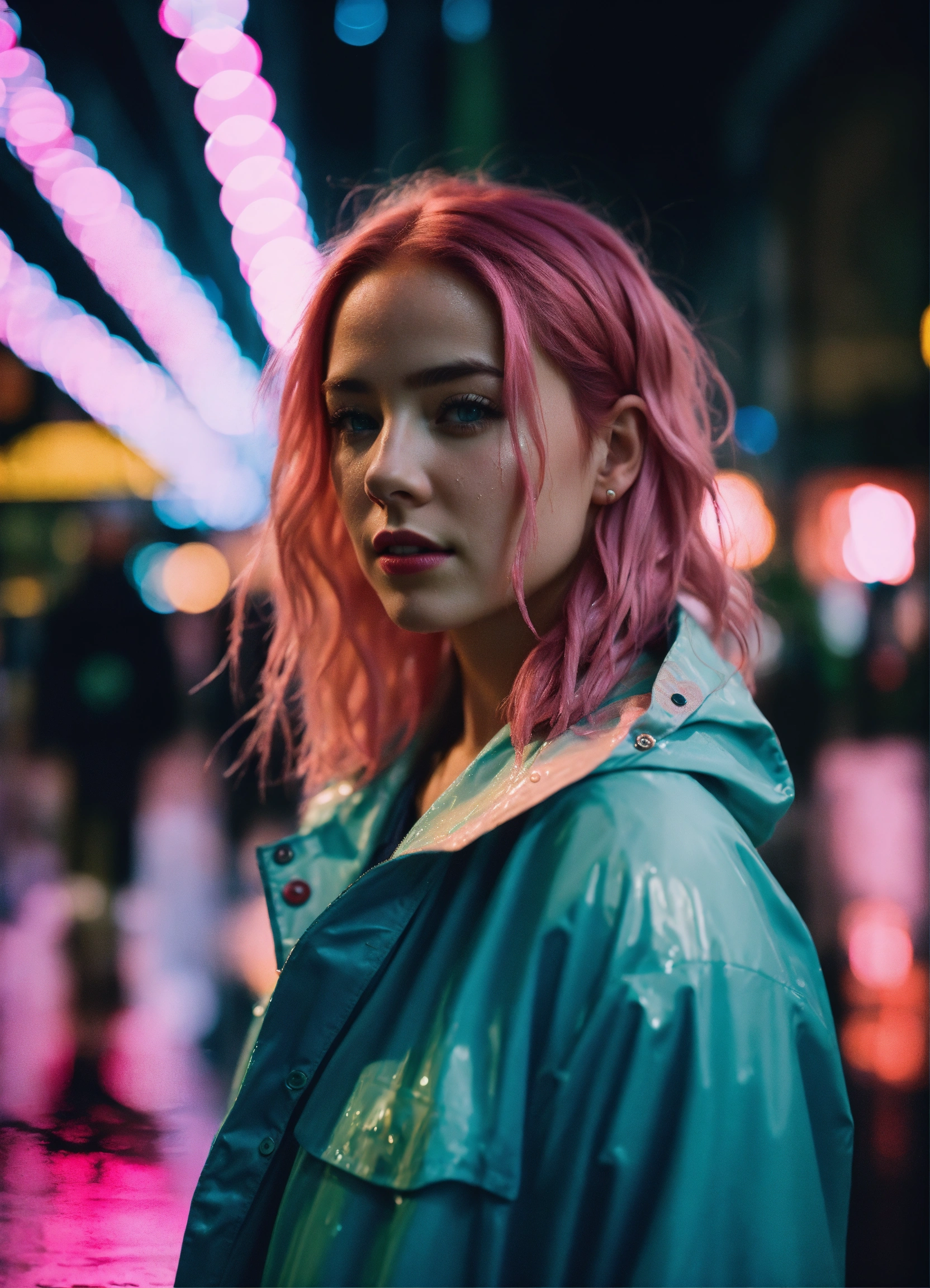 Lexica - 8k photo portrait of a woman with pink hair in a pastel ...