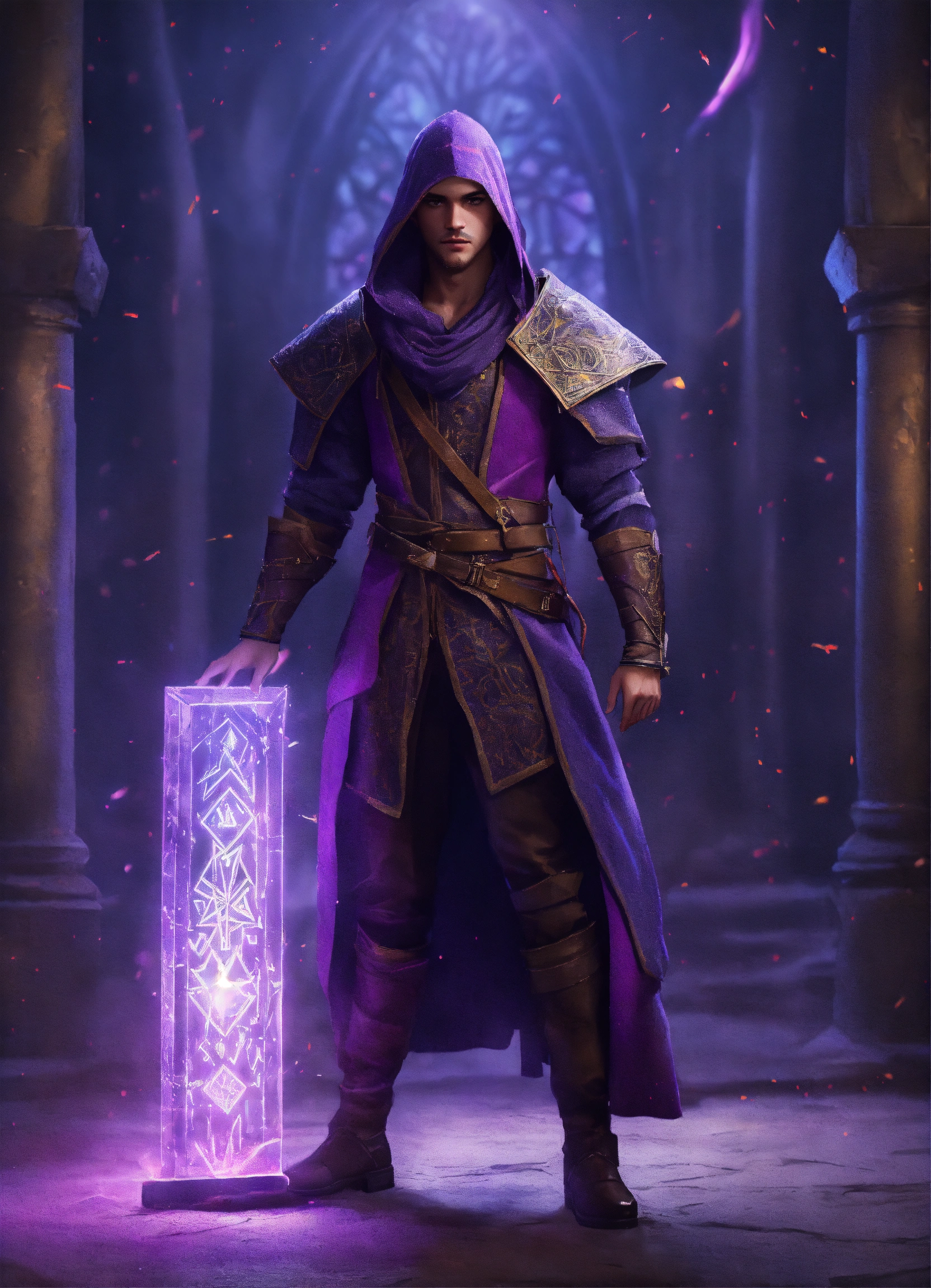 Lexica - A realistic full body portrait of a medival young rune mage ...