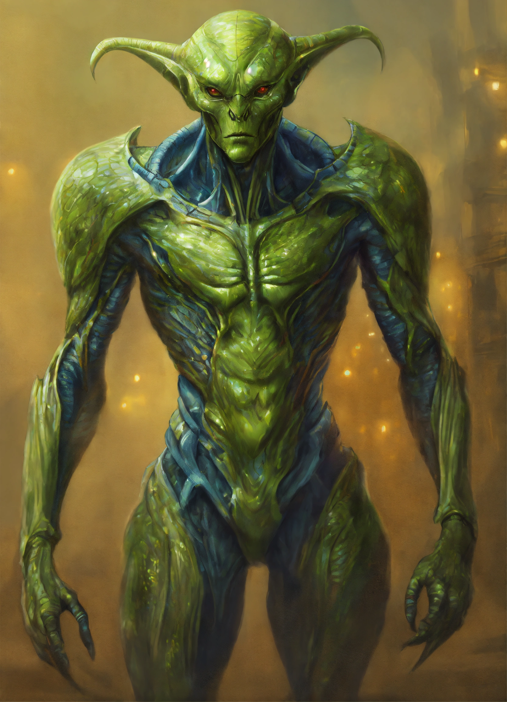 Lexica - Realistic drawing a full body portrait of a humanoid alien,