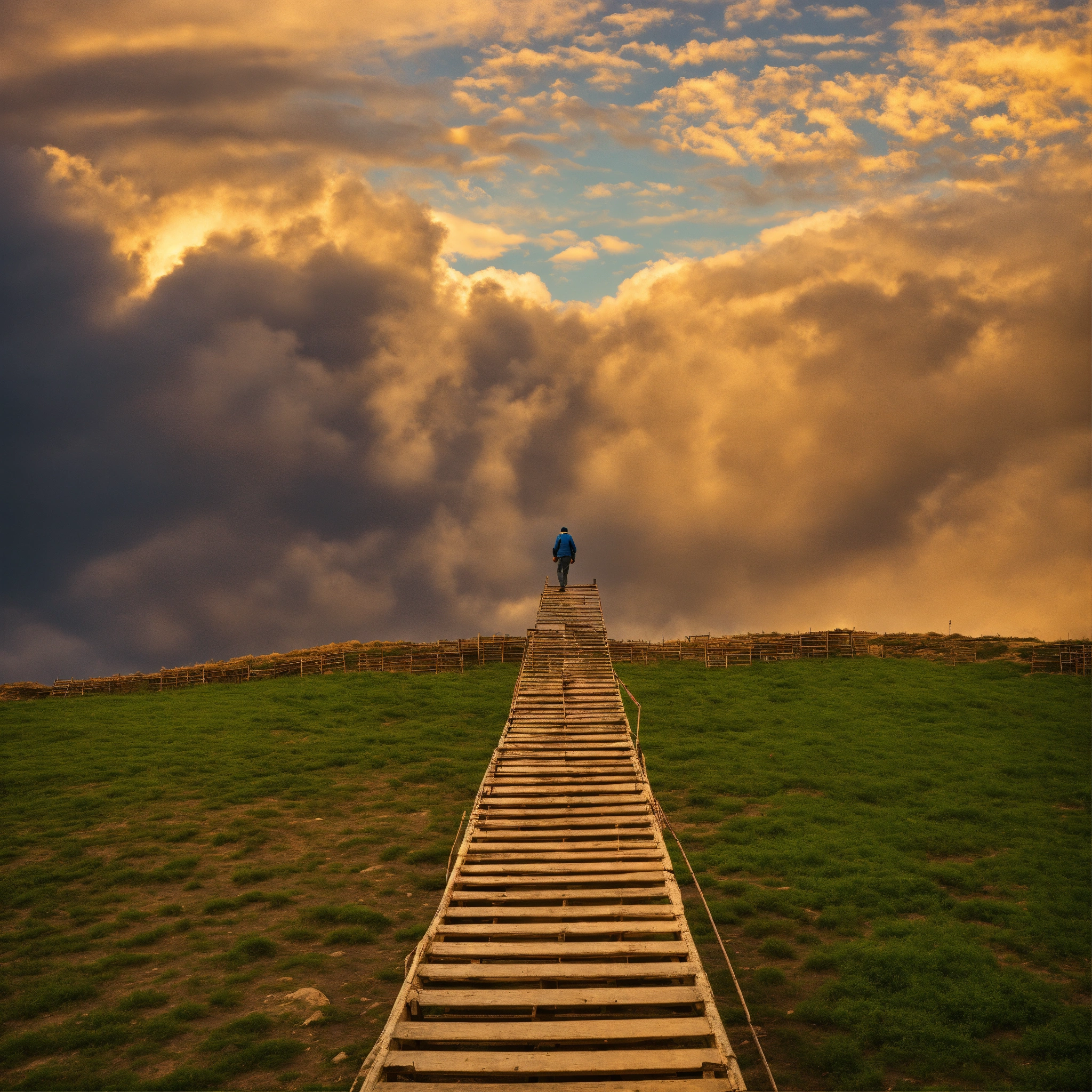 Lexica - A man walks up a ladder to the sky