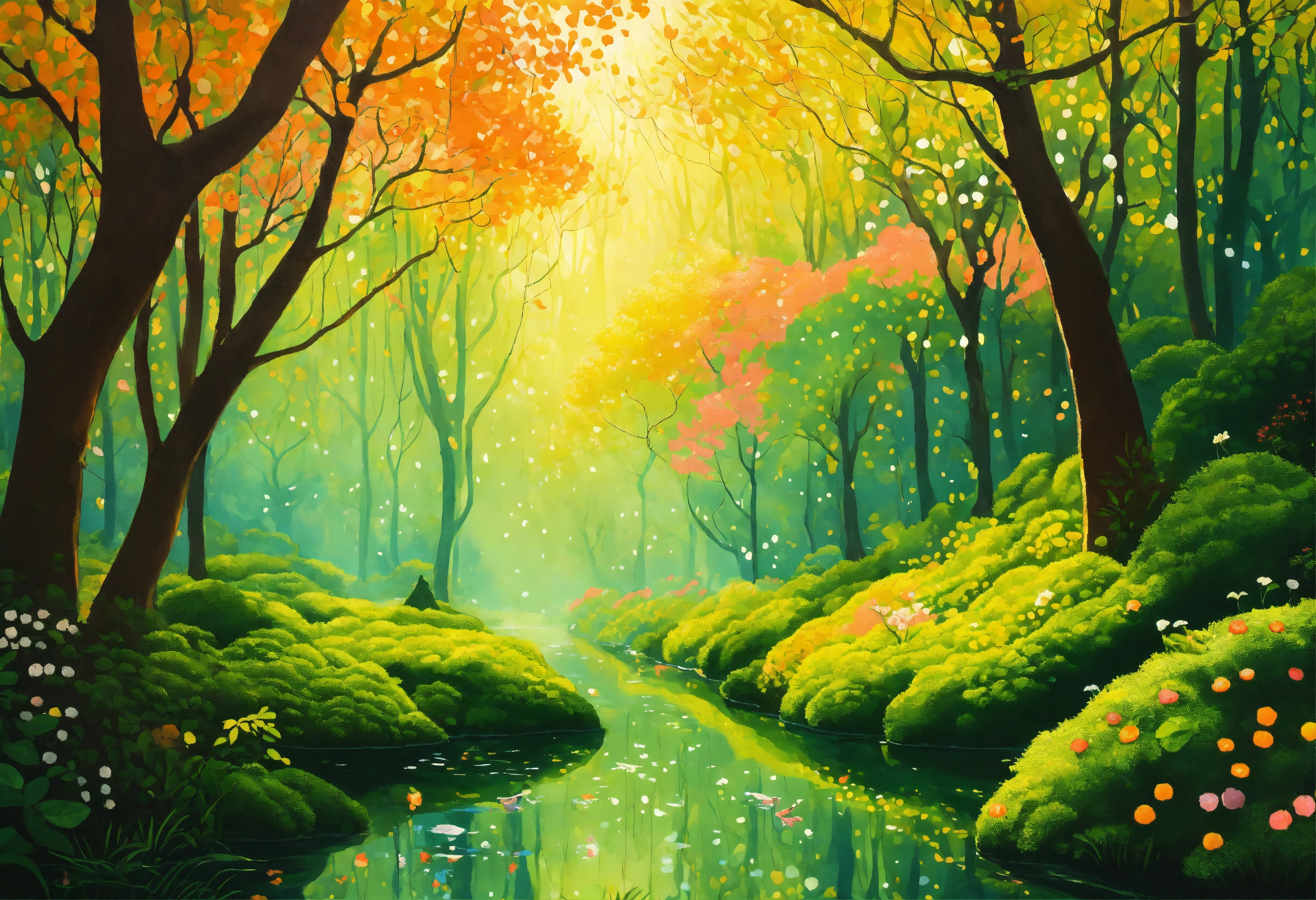 Lexica - A tranquil forest landscape with gentle rays of sunlight ...