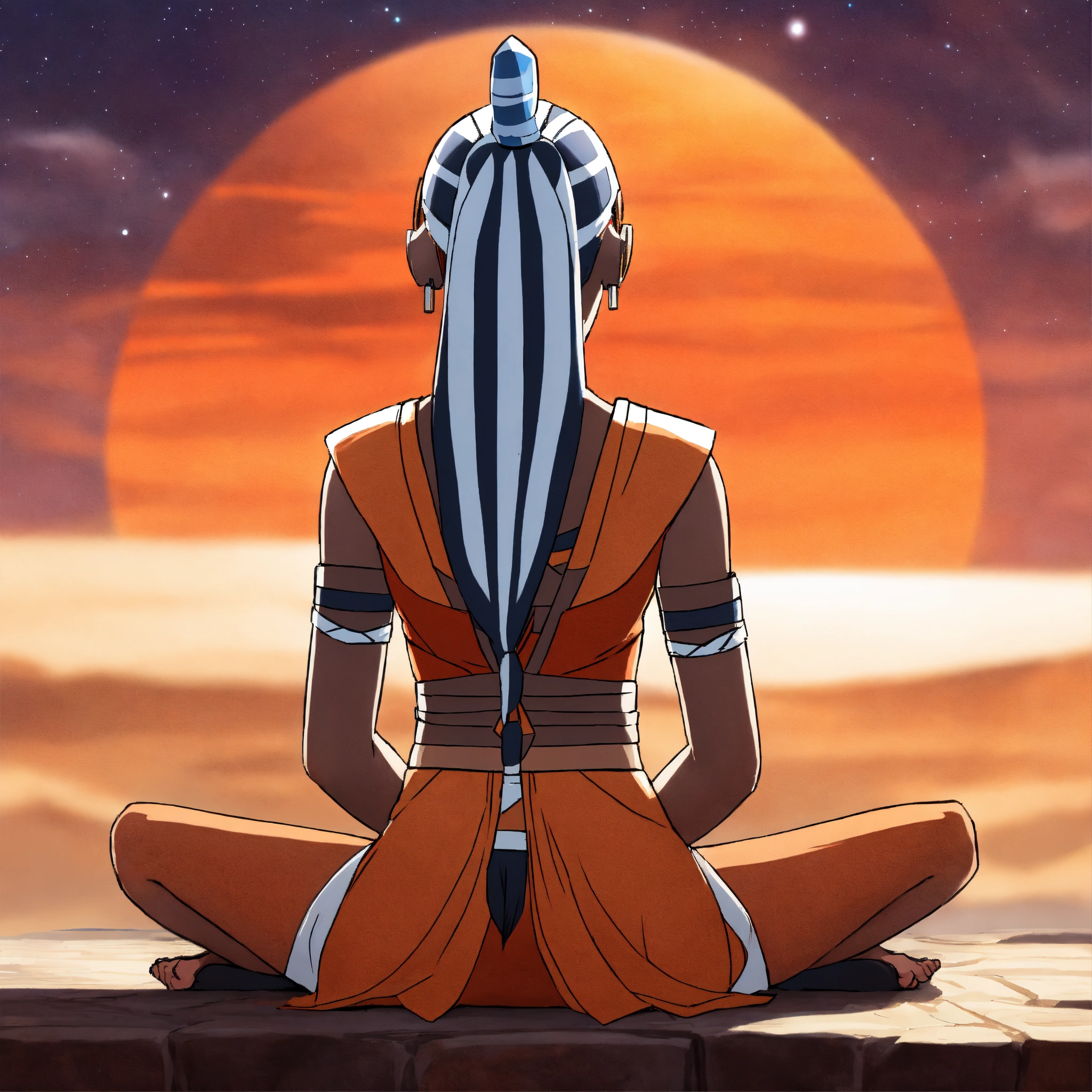 Lexica - Ahsoka tano from behind, meditation pose