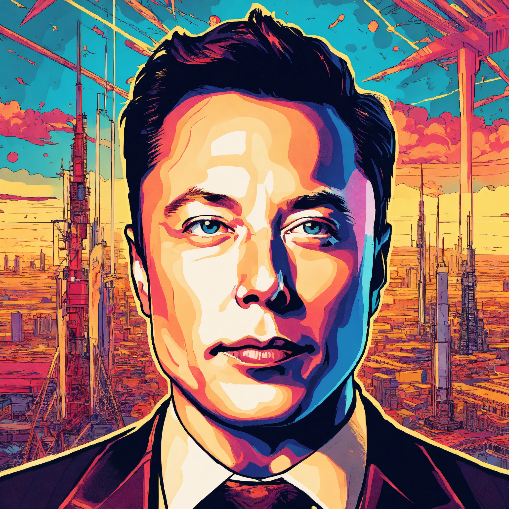 Lexica - Elon Musk, Retro comic style artwork, comic book cover ...
