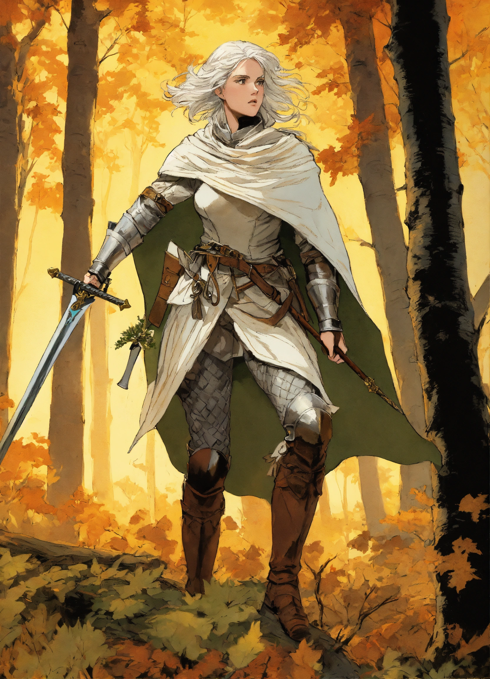 Lexica - Illustration of a White haired female medieval Military ...