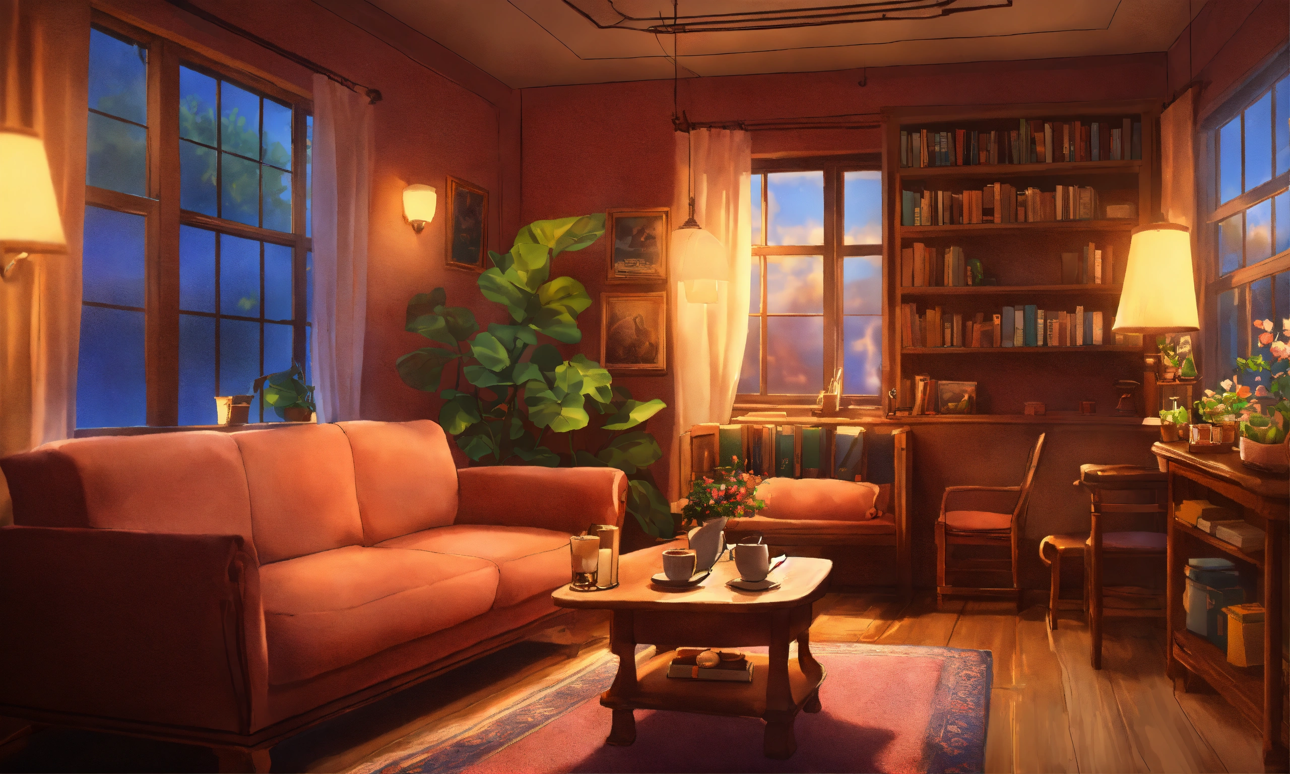 Lexica - Generate a cozy and inviting lofi background scene suitable ...