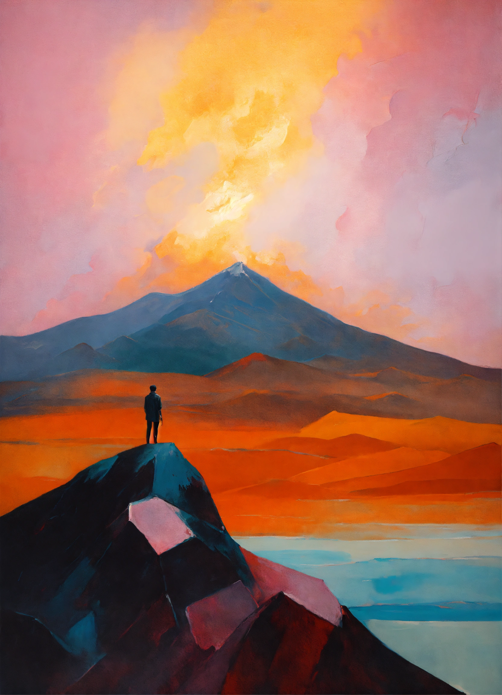 Lexica - Abstract and minimalist oil painting of human figure on a ...
