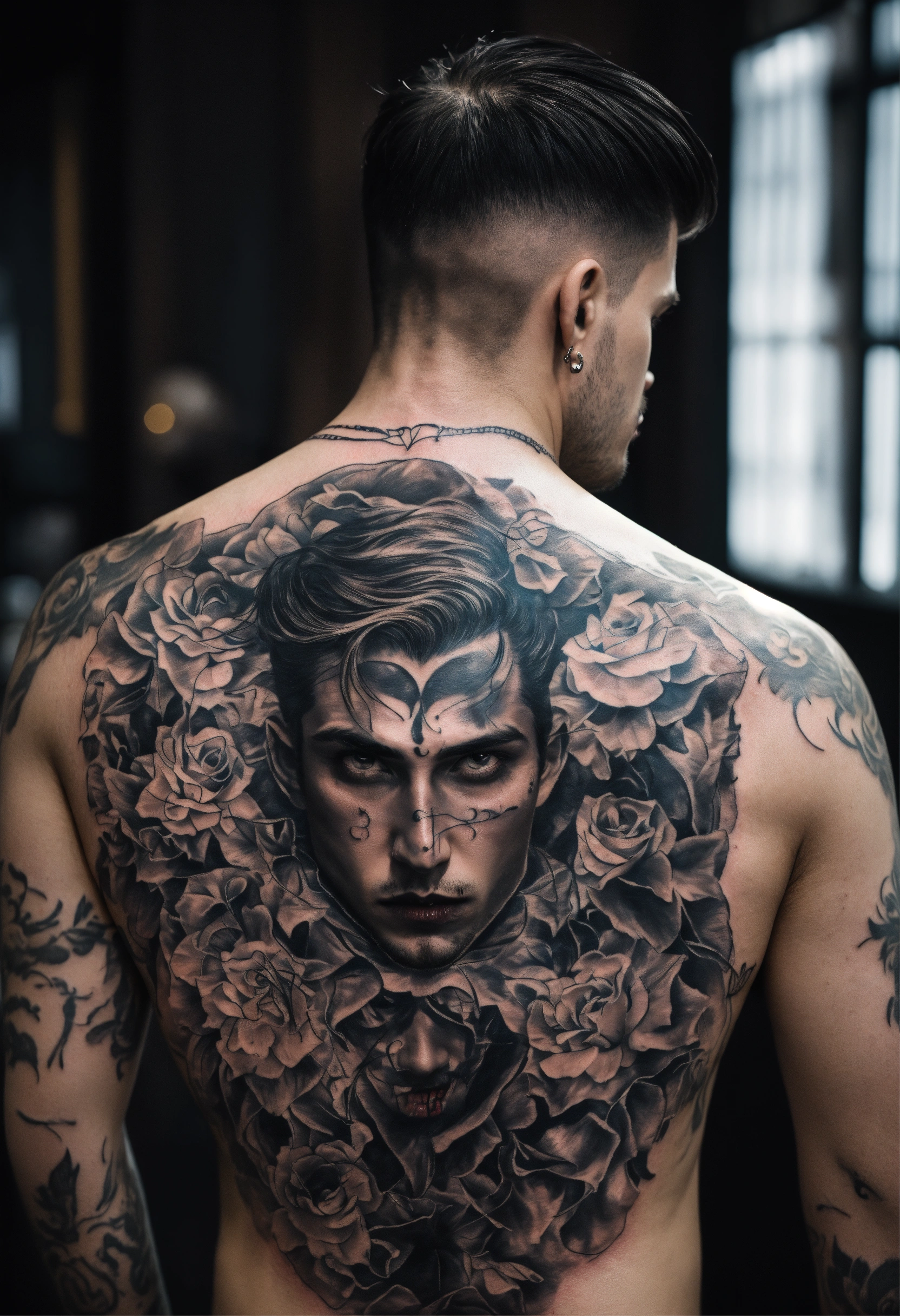 Lexica - Men back tattoo all over the back, of a vampire with beautiful ...